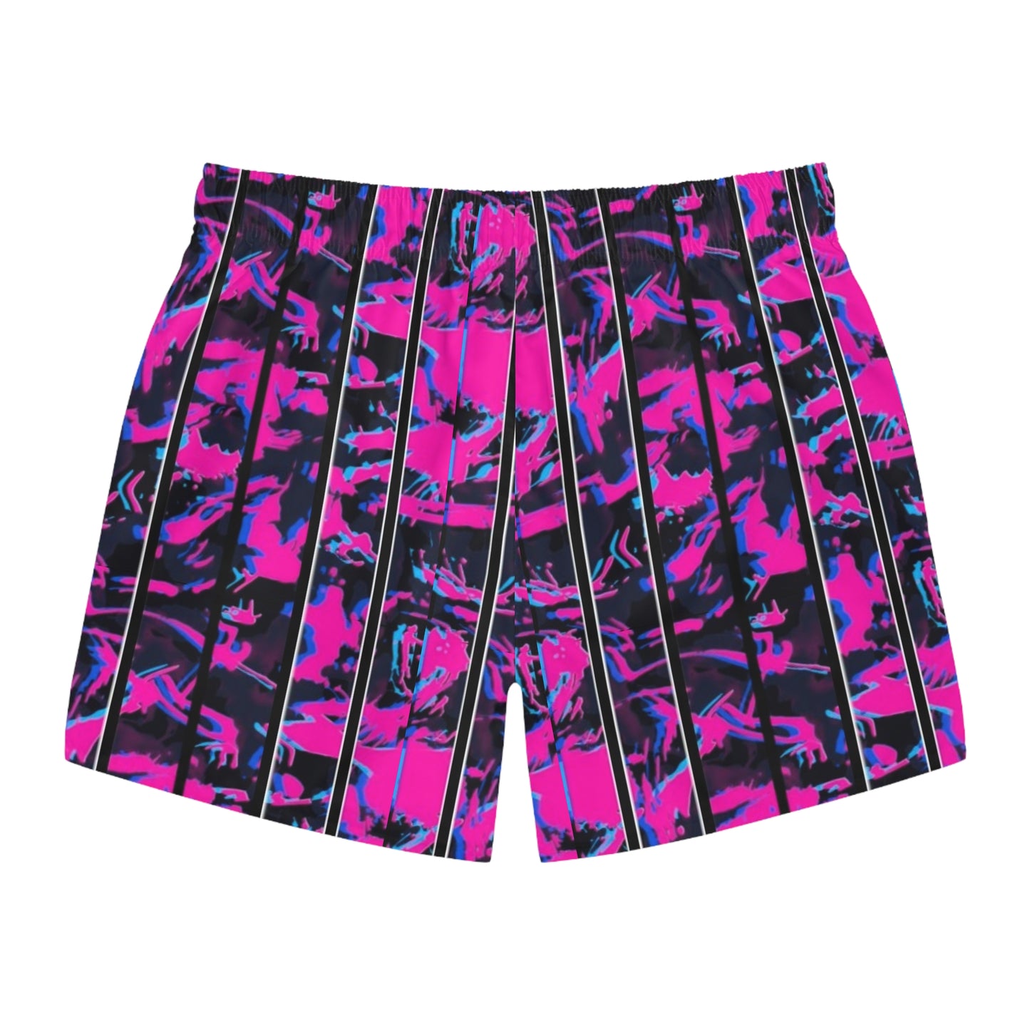 LimitZero Pink 90s Captain Camo Surf Shorts with Grey Graffiti Pockets