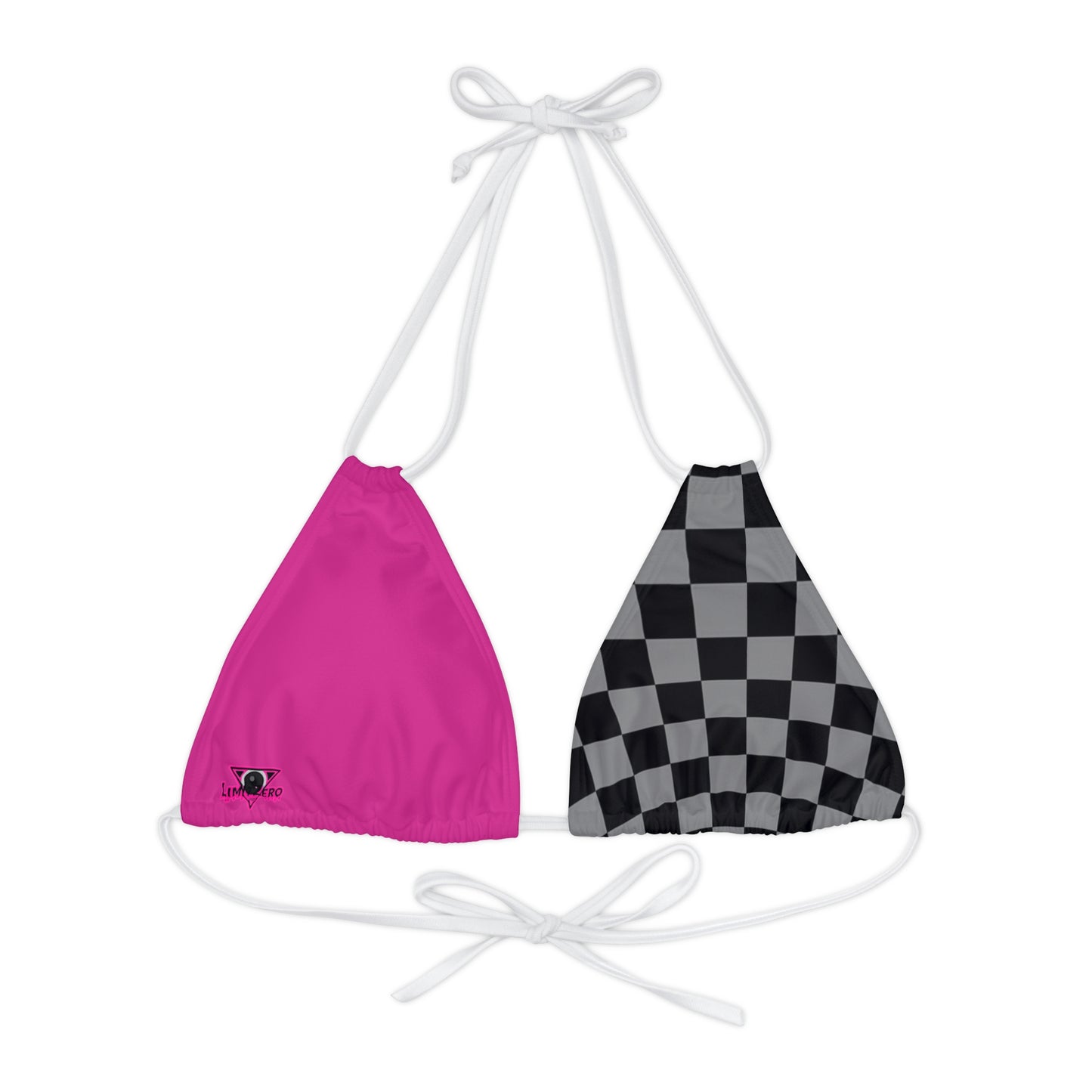 LimitZero Half Checkered Pink Strappy triangle Bikini Top