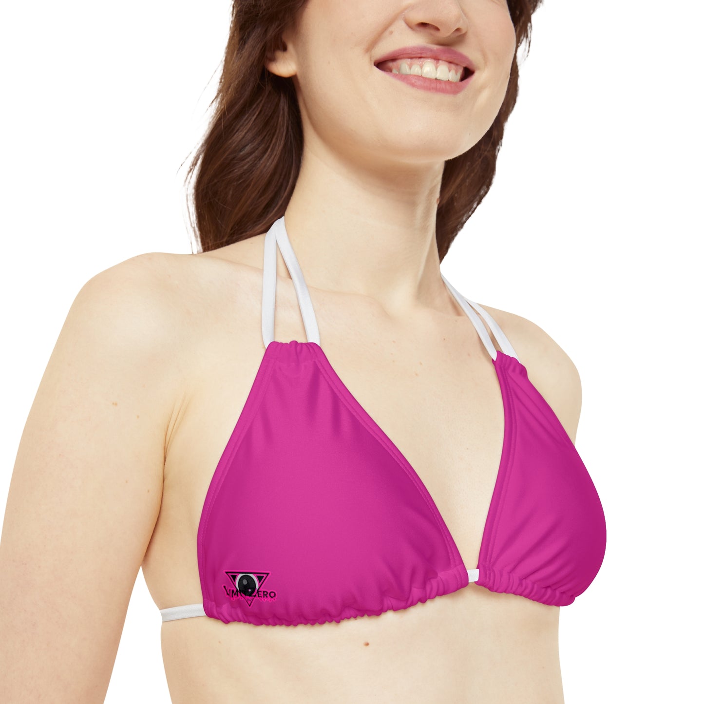 LimitZero Plain Pink Strappy triangle Bikini Top