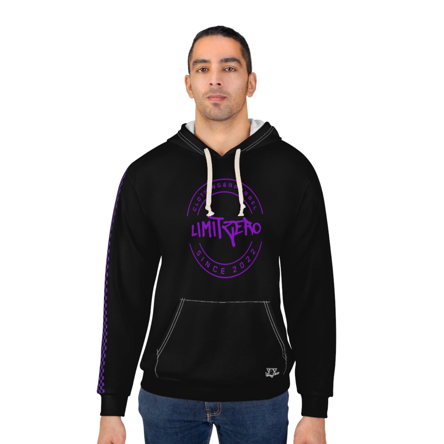 LimitZero Unisex Purple Checkered Pullover Hoodie