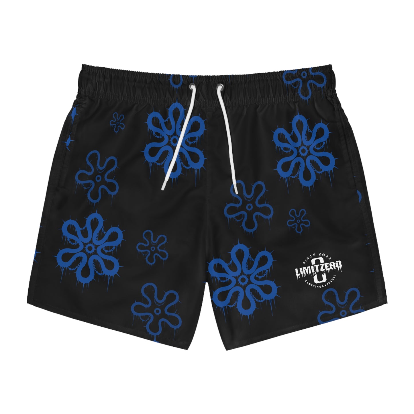 LimitZero Blue D3ad-Hawaii SurfShorts with Grey Graffiti Pockets