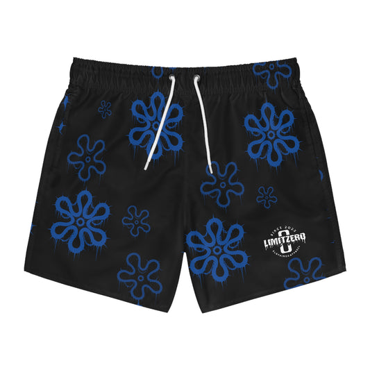 LimitZero Blue D3ad-Hawaii SurfShorts with Grey Graffiti Pockets