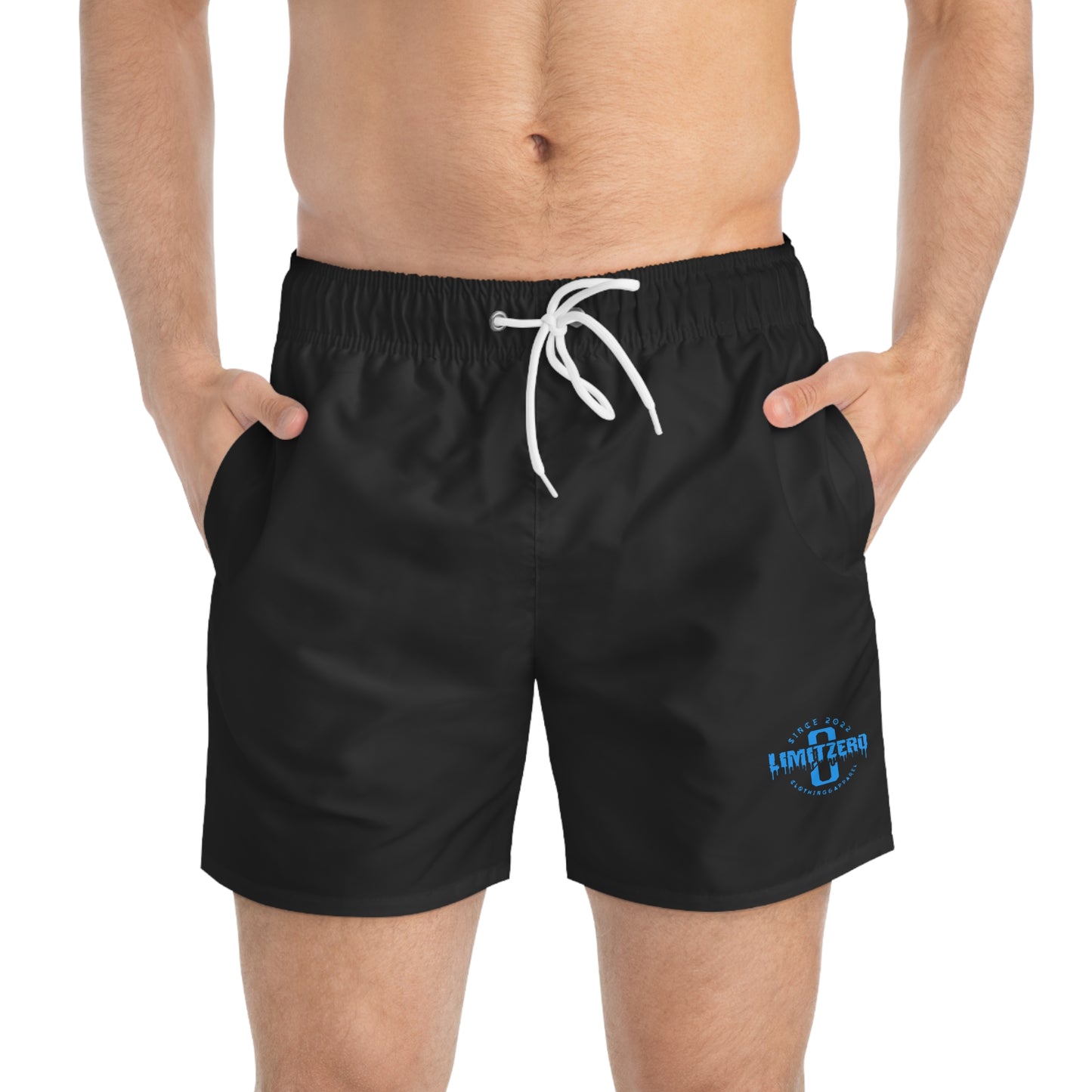 LimitZero Plain Blue-Logo Surf Shorts with Graffiti Pockets