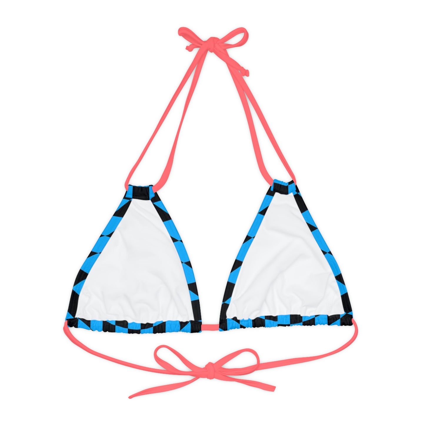 LimitZero Blue Checkered Strappy Triangle Bikini Top