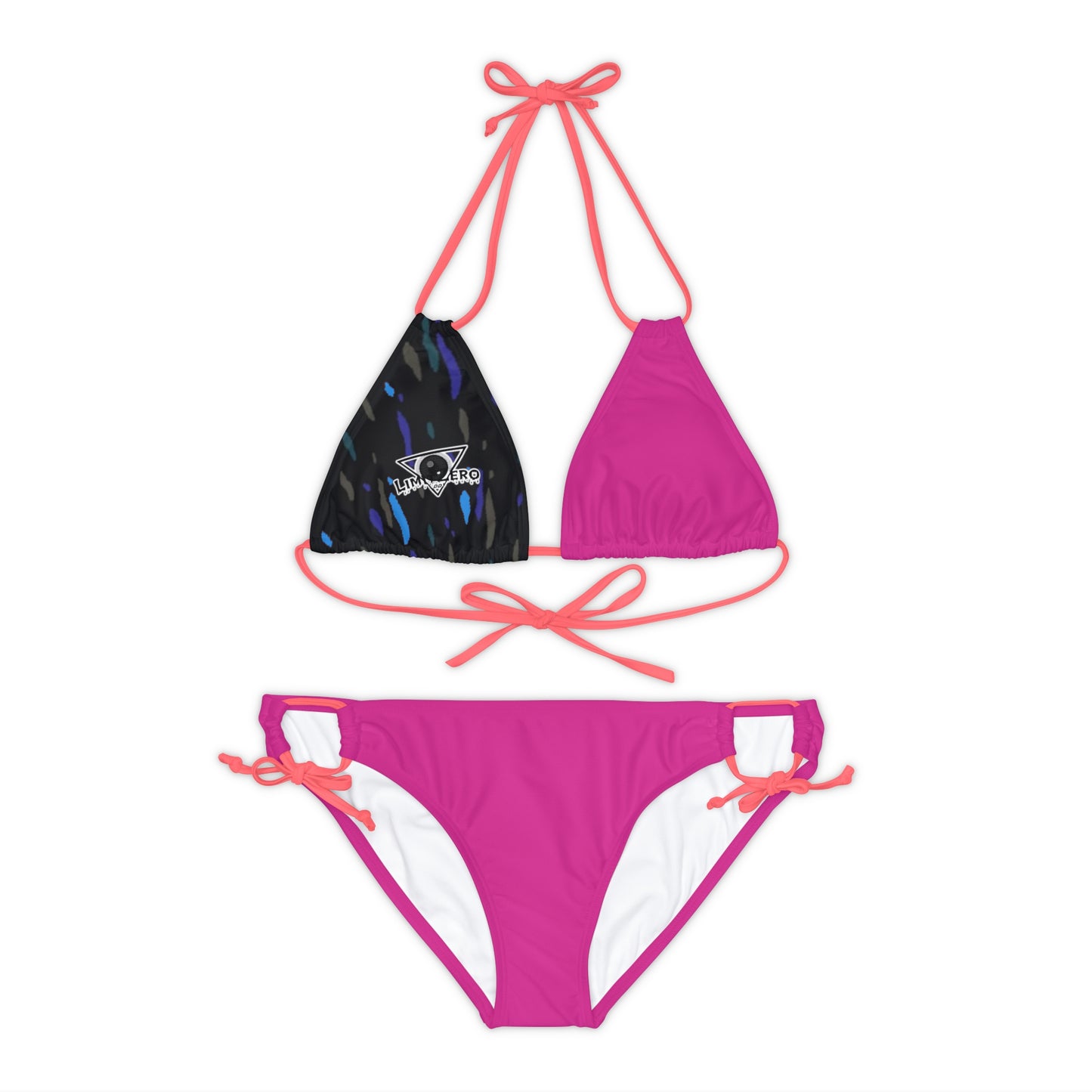 LimitZero Pink Strap Bikini Set (Plain Bottom)