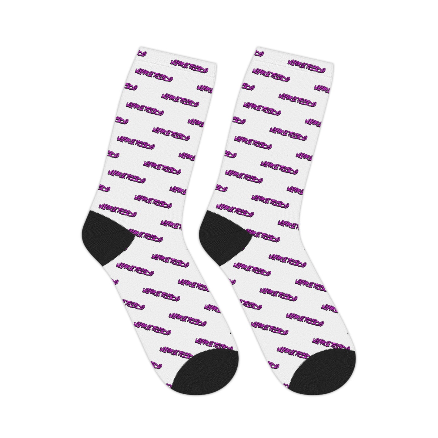 LimitZero White Pink-G Athletic Mid-Calf Sport Crew Socks