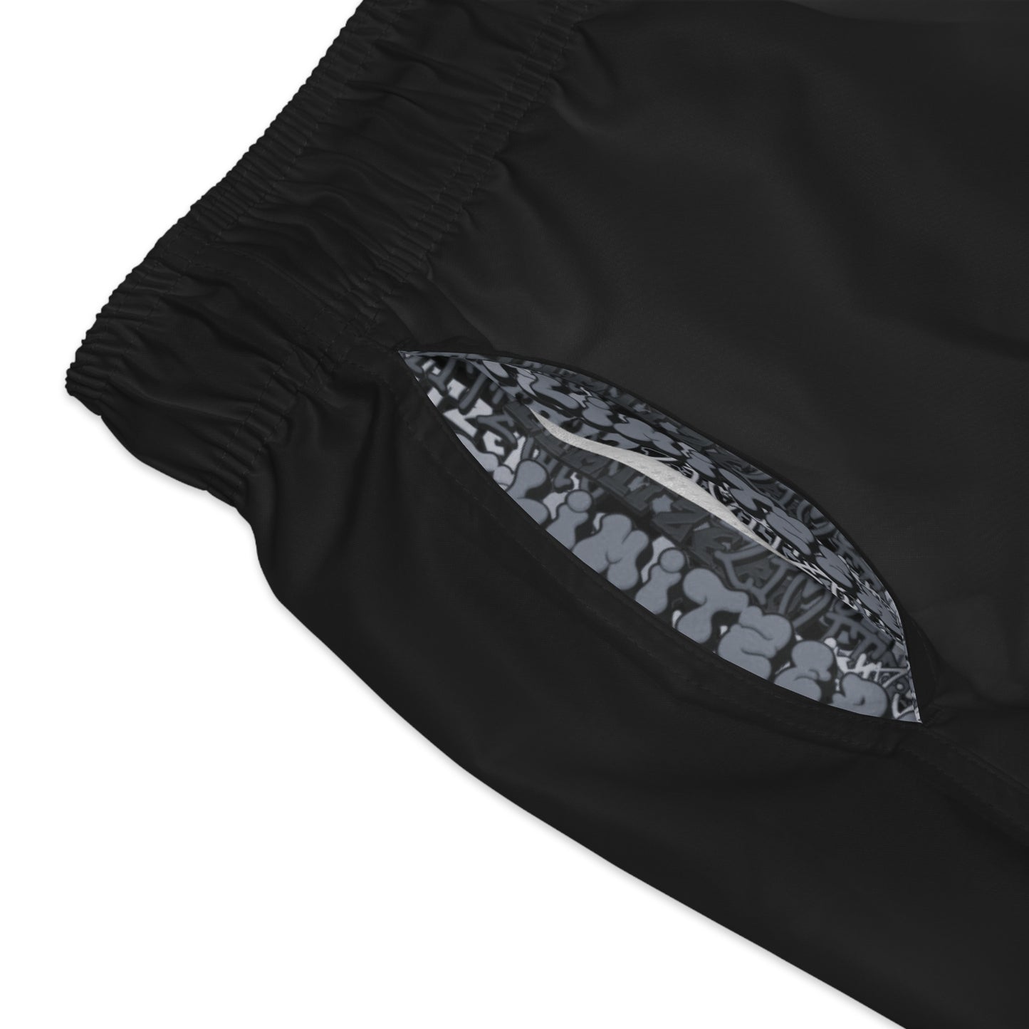 LimitZero Plain-White Logo Surf Shorts with Grey Graffiti Pockets