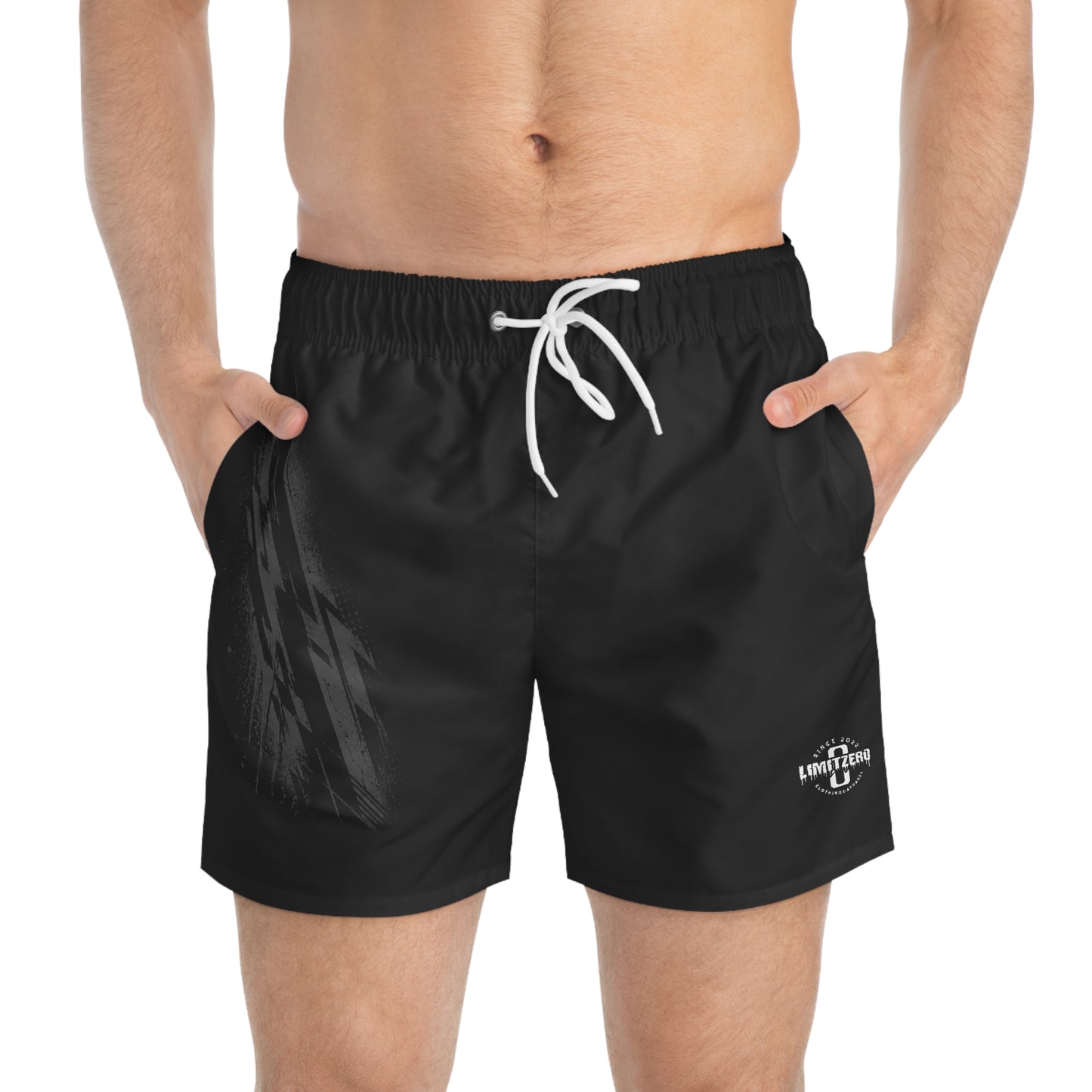 LimitZero White-Logo RS Surf Shorts with Grey Graffiti Pockets