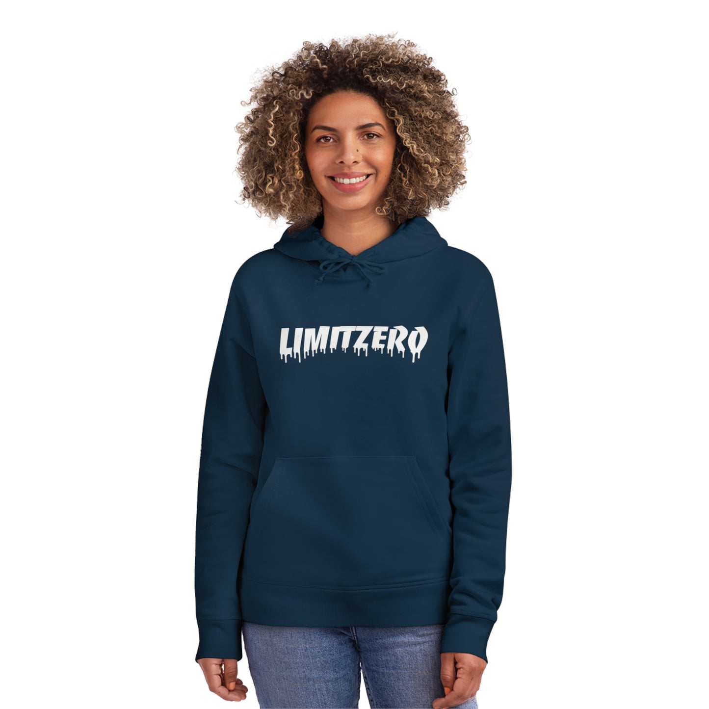 LimitZero Front Curved Drip Logo Unisex Organic Hoodie