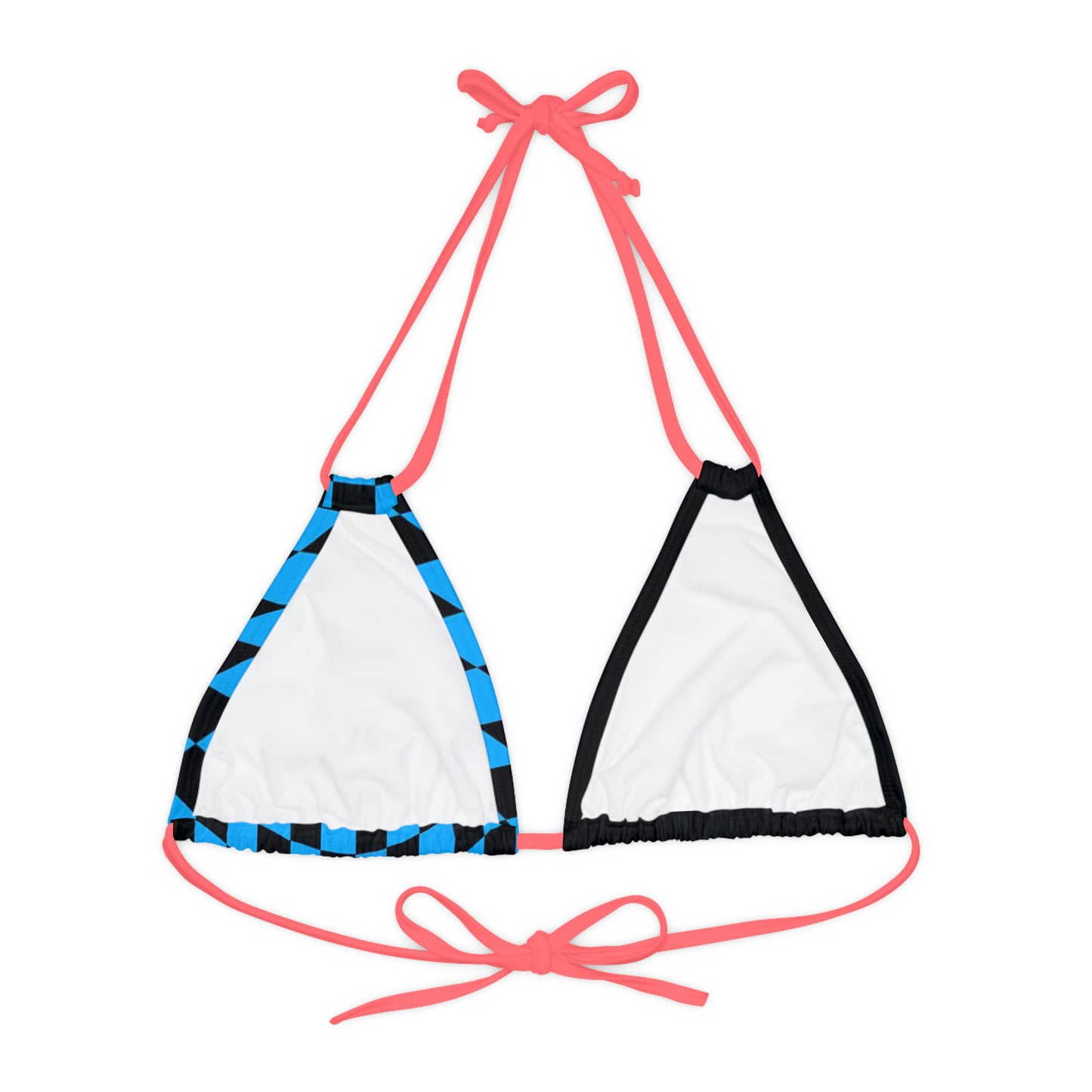 LimitZero Blue Half Checkered Strappy Triangle Bikini Top