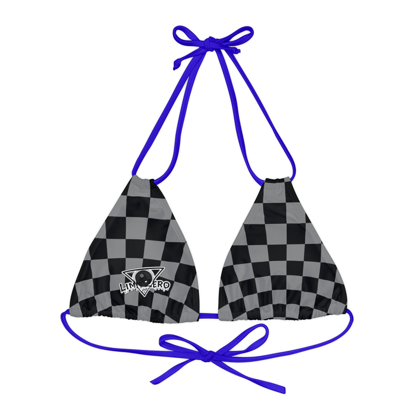 LimitZero Grey Checkered Strappy Triangle Bikini Top