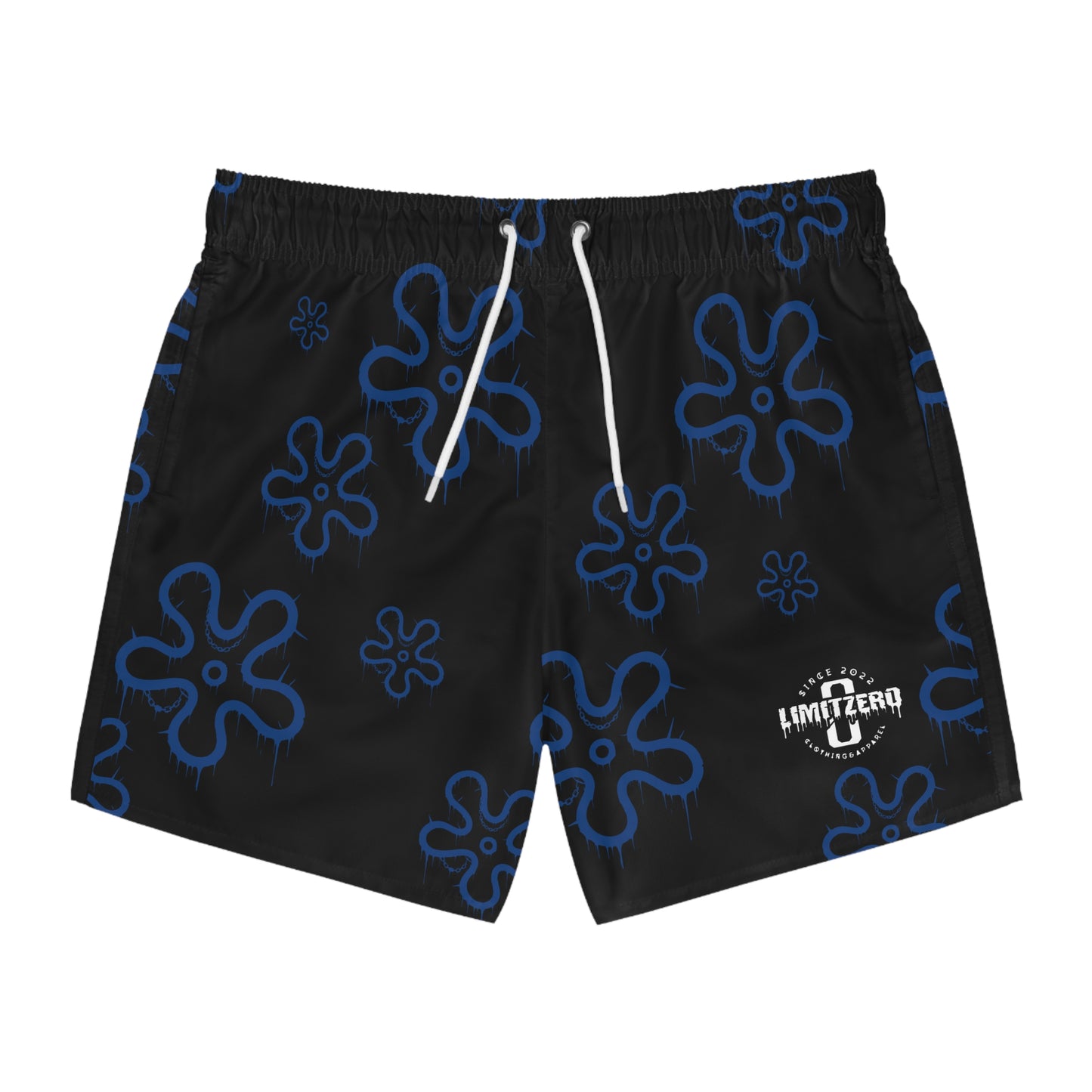 LimitZero Blue D3ad-Hawaii SurfShorts with Grey Graffiti Pockets