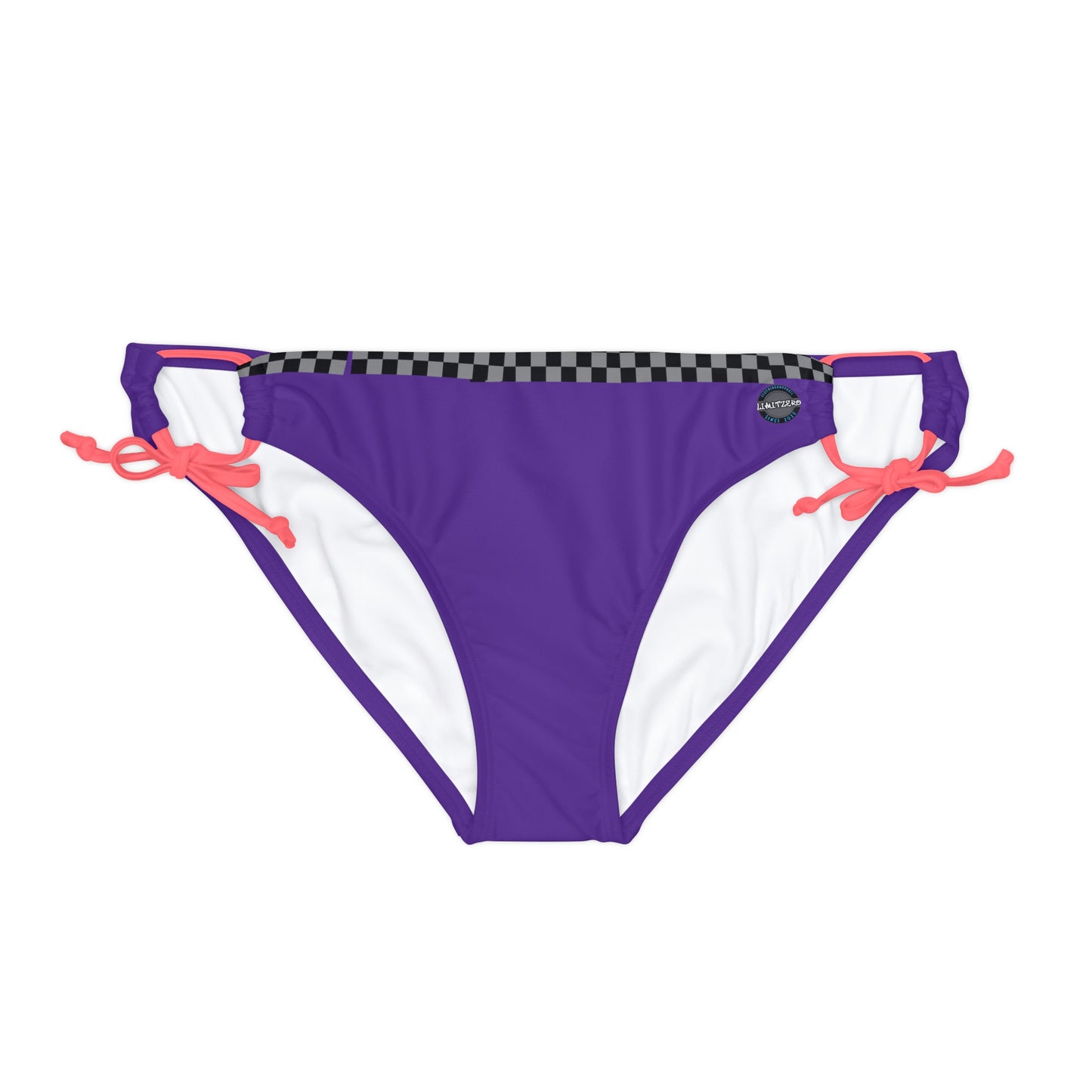 LimitZero Purple Checkered Loop Tie Side Bikini Bottom