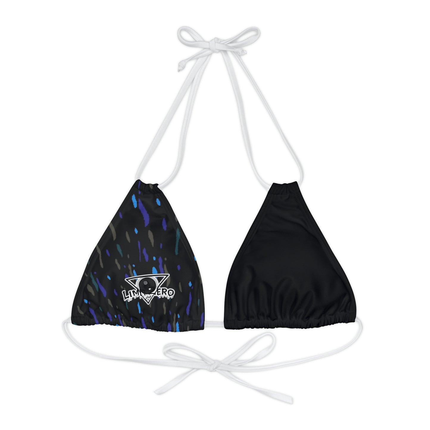 LimitZero Black Half Confetti Strappy Triangle Bikini Top