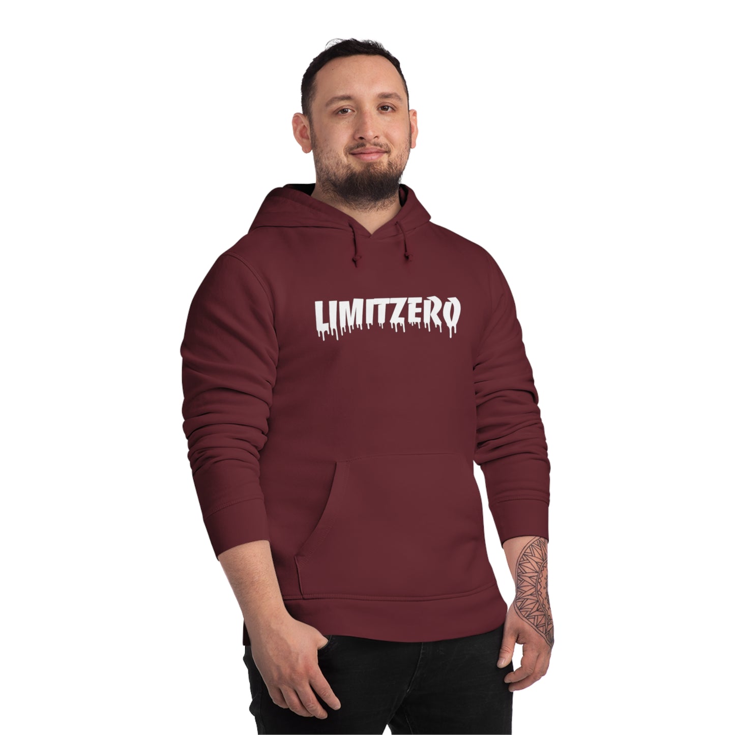 LimitZero Front Curved Drip Logo Unisex Organic Hoodie