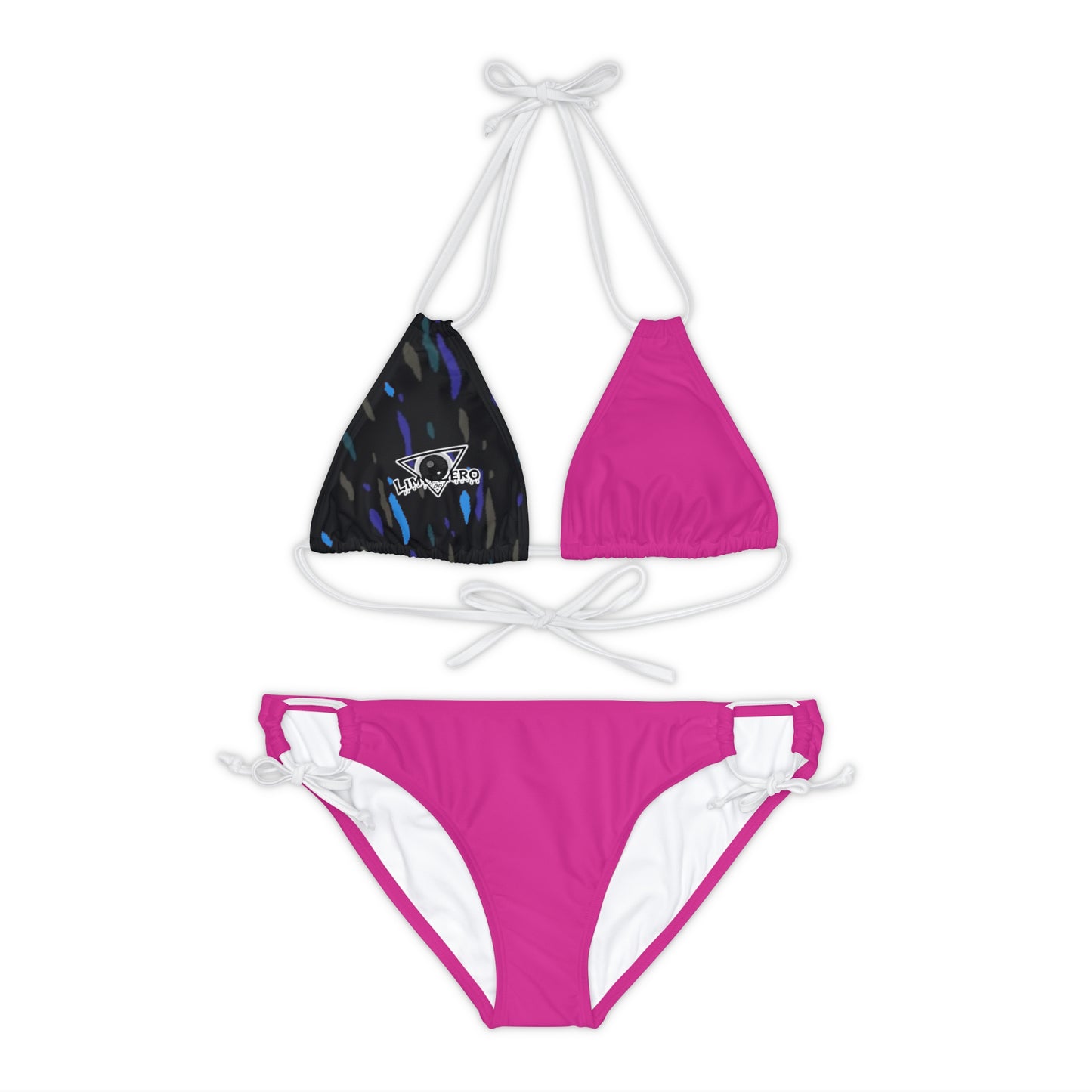 LimitZero Pink Strap Bikini Set (Plain Bottom)