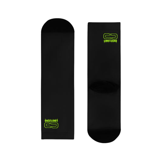 LimitZero Black/LimeGreen Mid Crew Socks