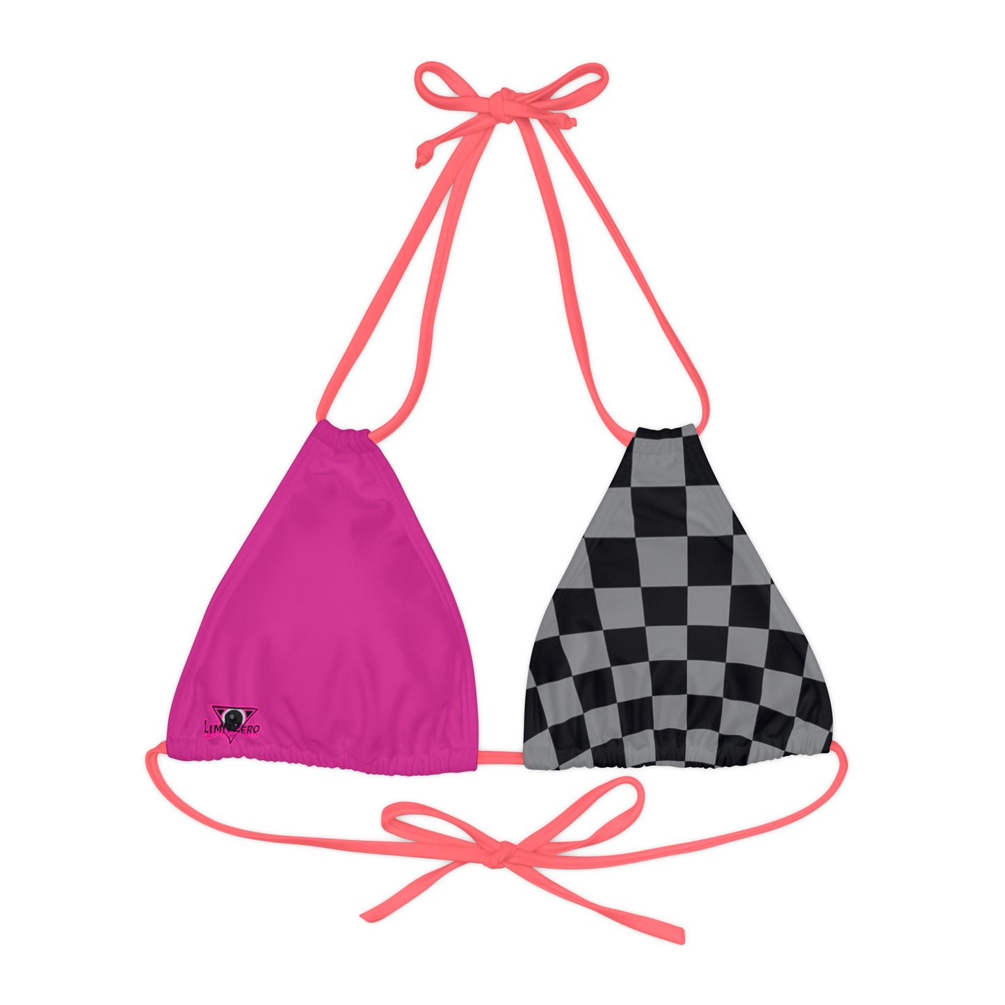 LimitZero Half Checkered Pink Strappy triangle Bikini Top