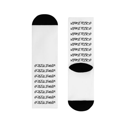 LimitZero White Project-16signs Athletic Mid Sport Crew Socks