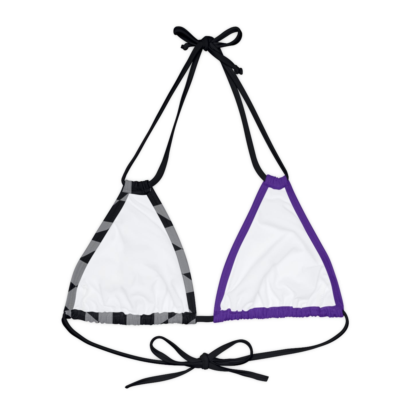 LimitZero Half Checkered Purple Strappy Triangle Bikini Top