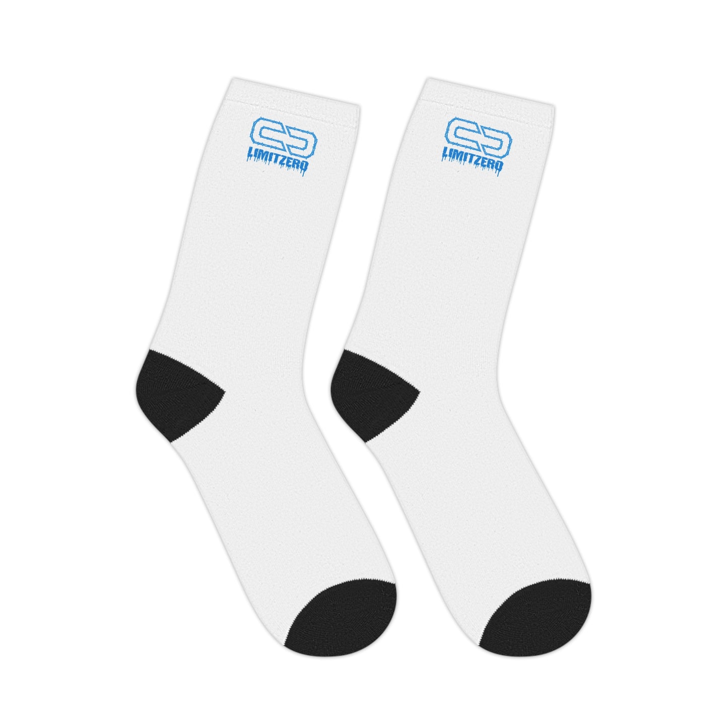 LimitZero White/Blue Athletic Mid-Calf Sport Crew Socks