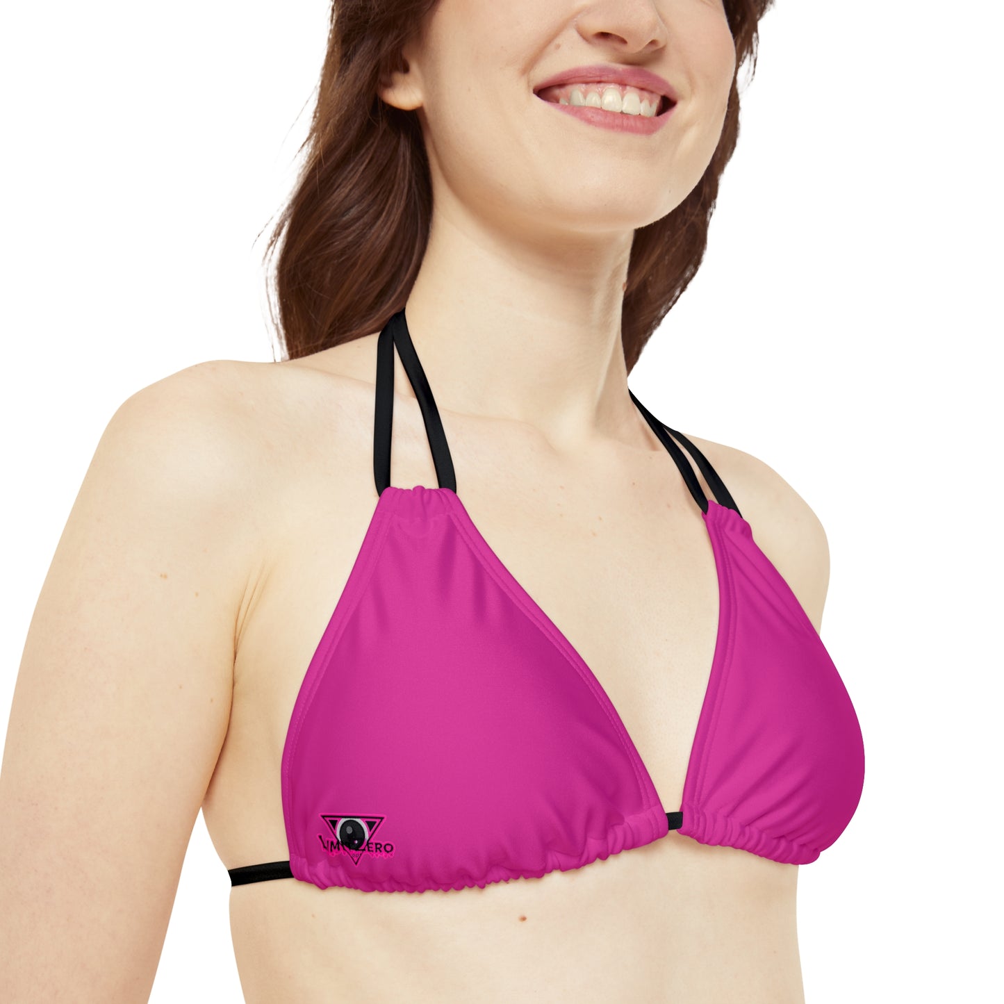 LimitZero Plain Pink Strappy triangle Bikini Top