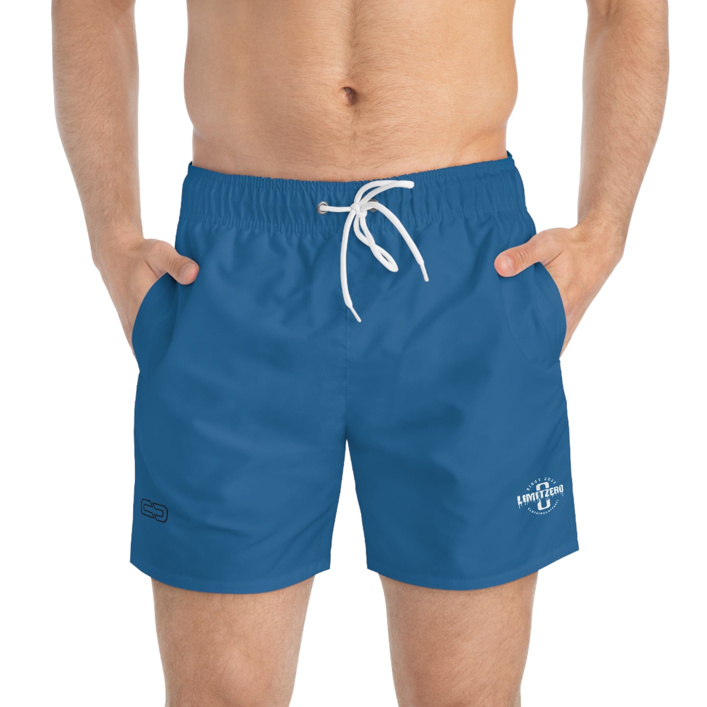 LimitZero Dark-LS-Blue Surf Shorts with Grey Graffiti Pockets