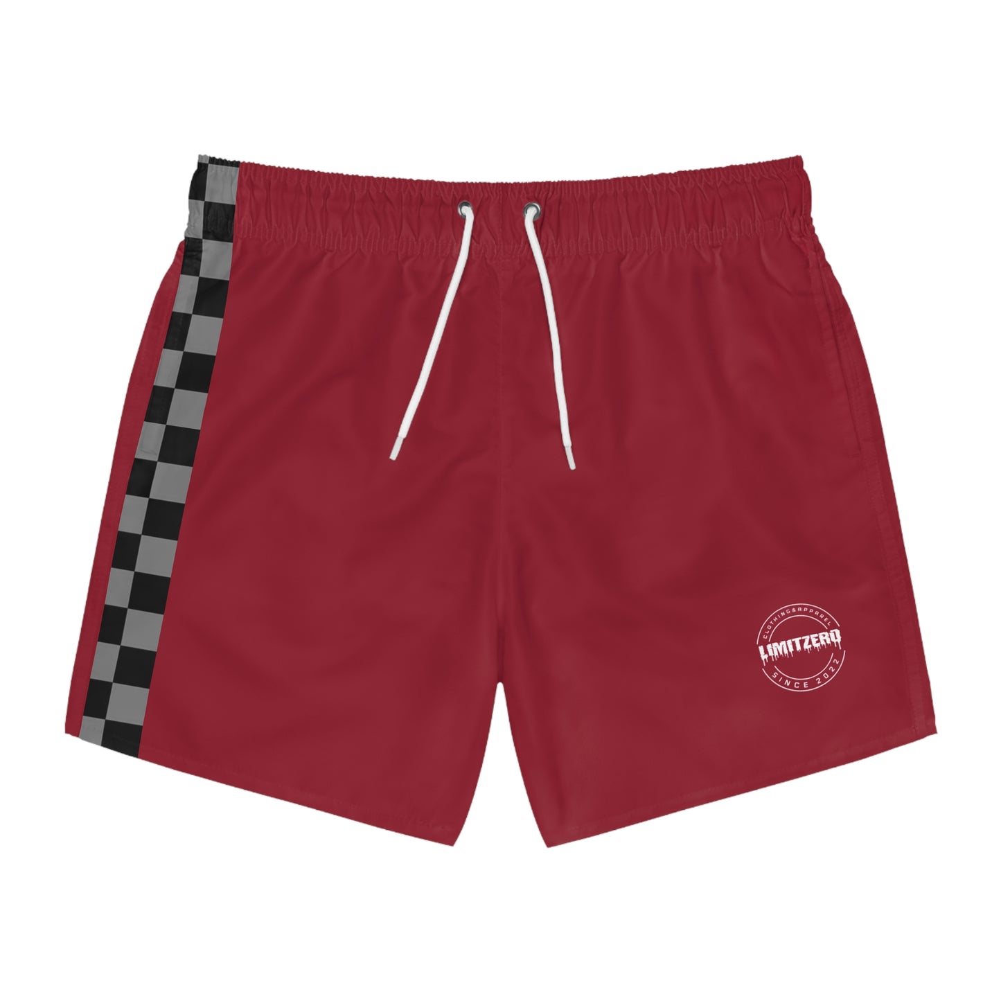 LimitZero Grey checkered Maroon Logo Surf Shorts V3