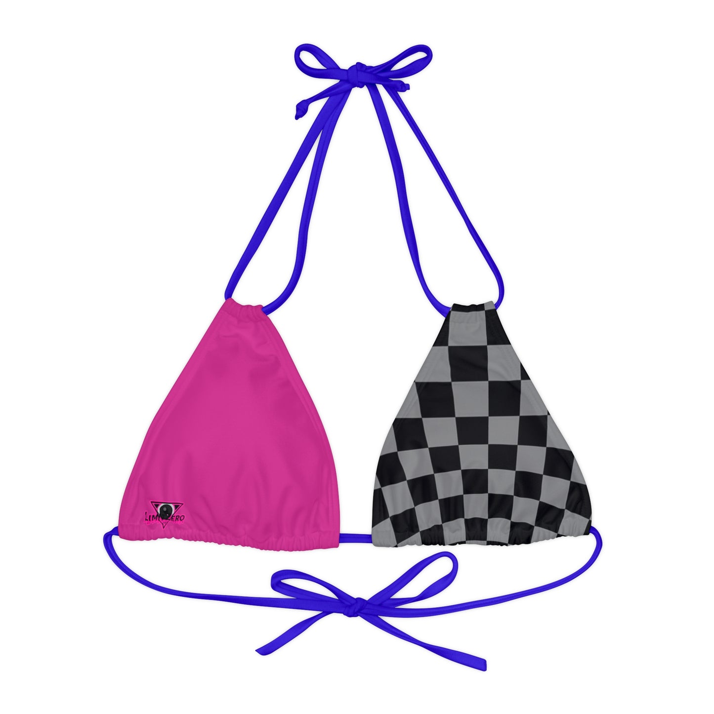 LimitZero Half Checkered Pink Strappy triangle Bikini Top