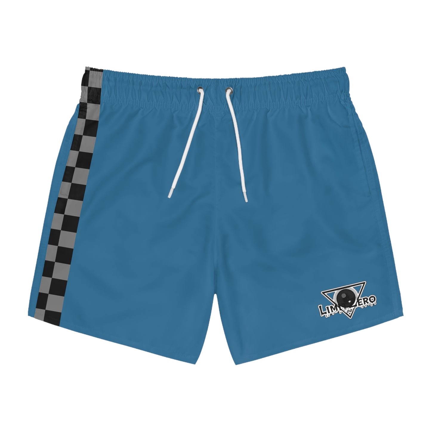 LimitZero Grey checkered Dark Blue Logo Surf Shorts