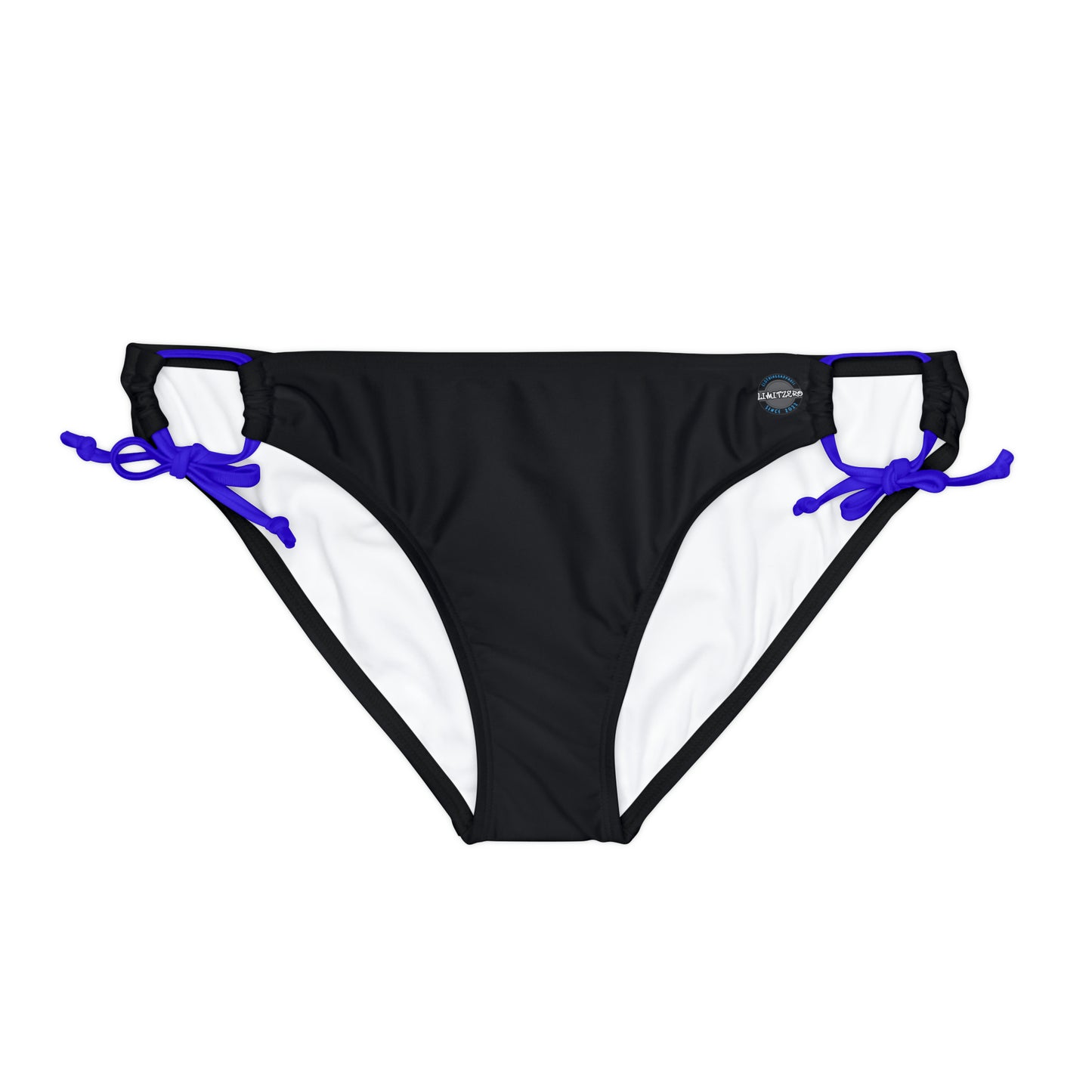 LimitZero Black Plain Loop Tie Side Bikini Bottom (AOP)