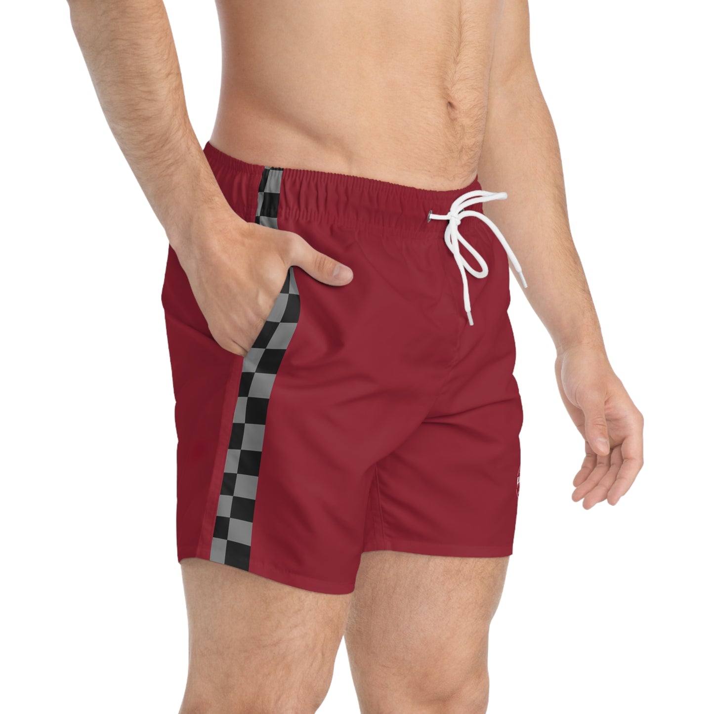 LimitZero Grey checkered Maroon Logo Surf Shorts V3