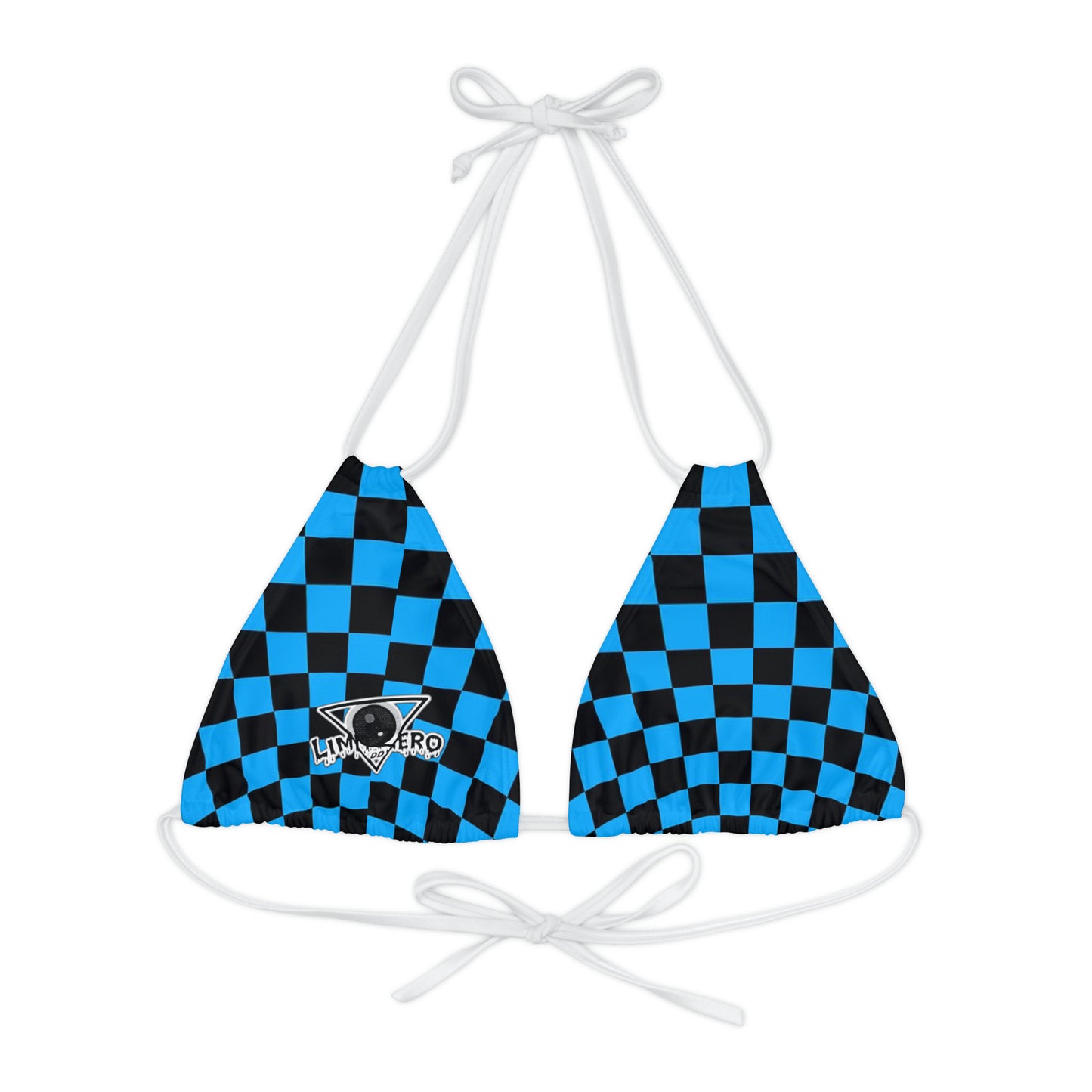 LimitZero Blue Checkered Strappy Triangle Bikini Top