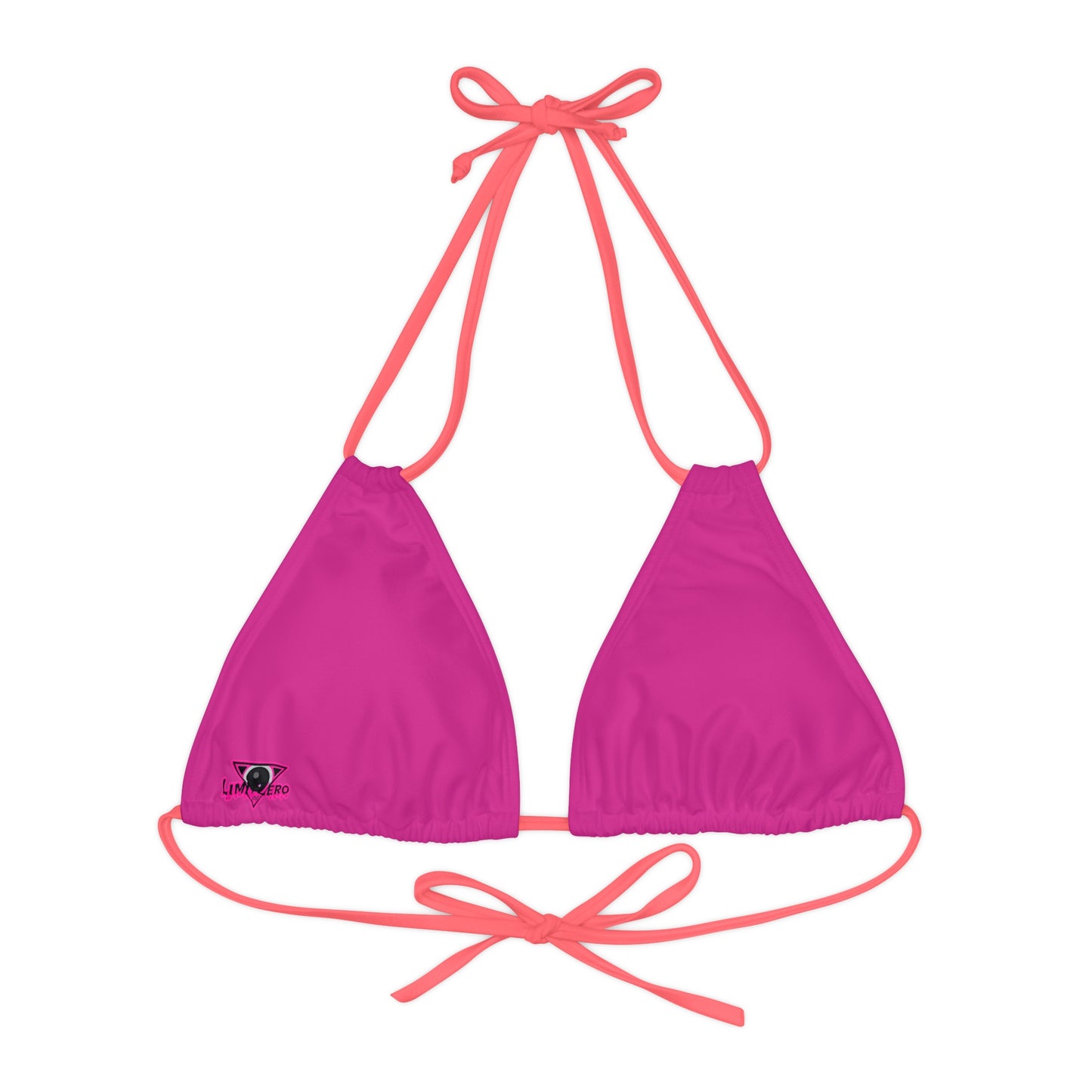 LimitZero Plain Pink Strappy triangle Bikini Top