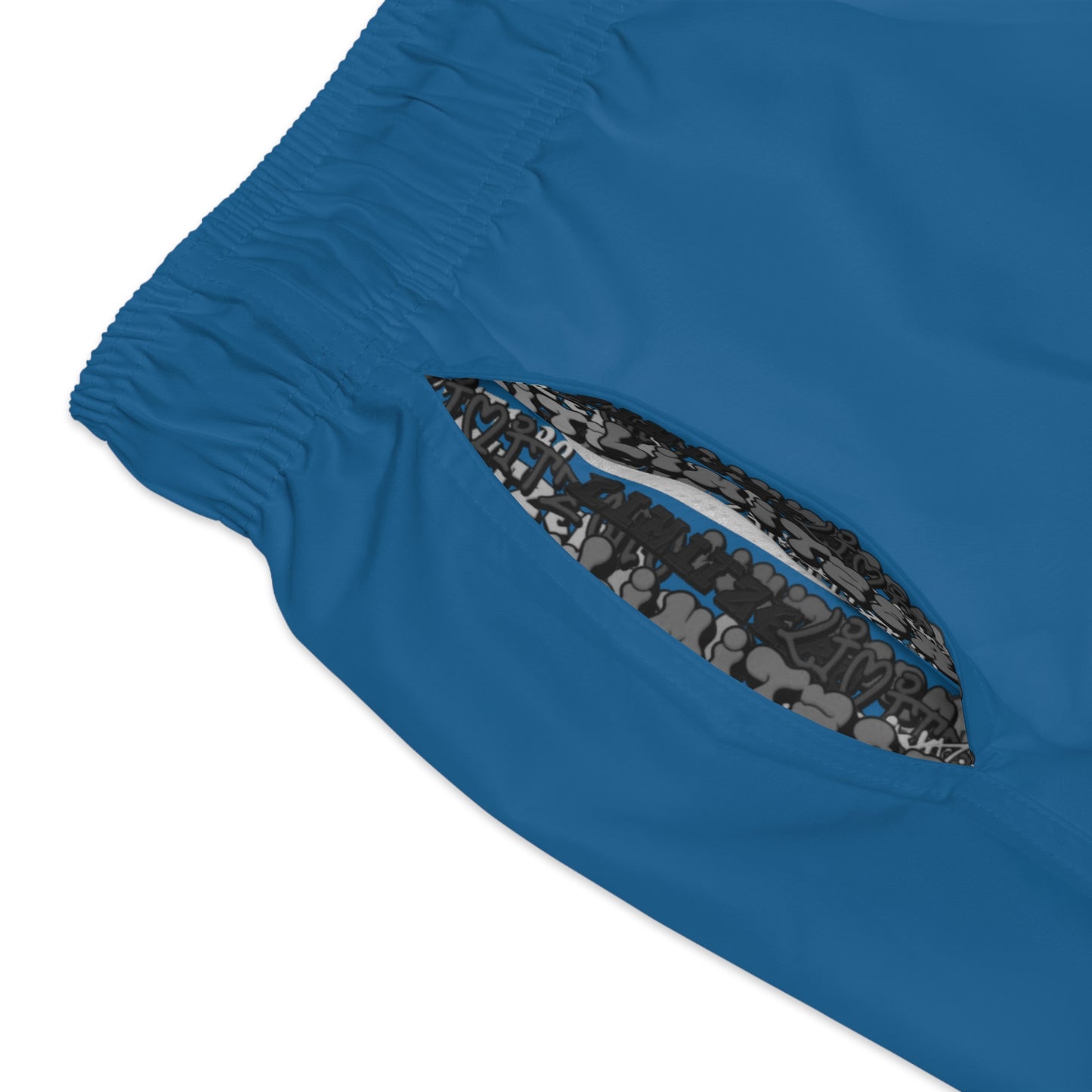 LimitZero Dark-LS-Blue Surf Shorts with Grey Graffiti Pockets