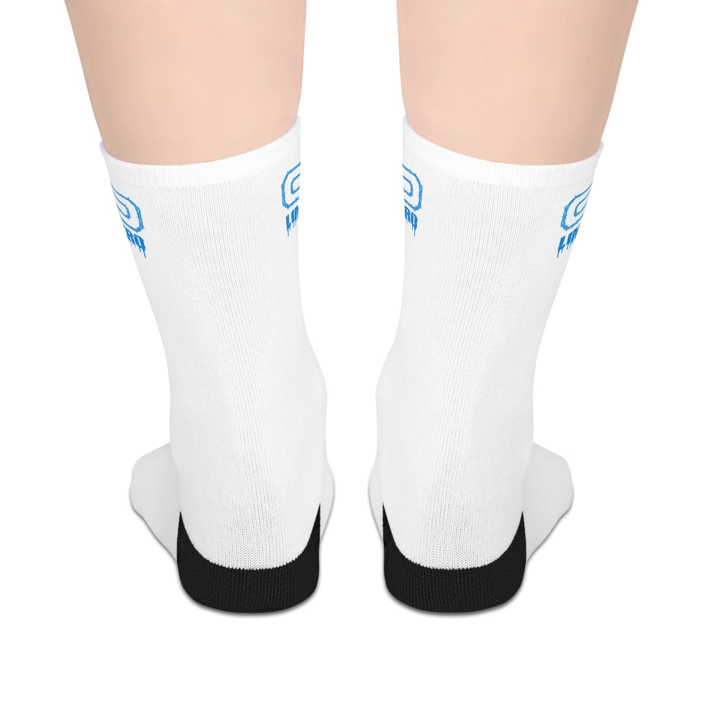 LimitZero White/Blue Athletic Mid-Calf Sport Crew Socks