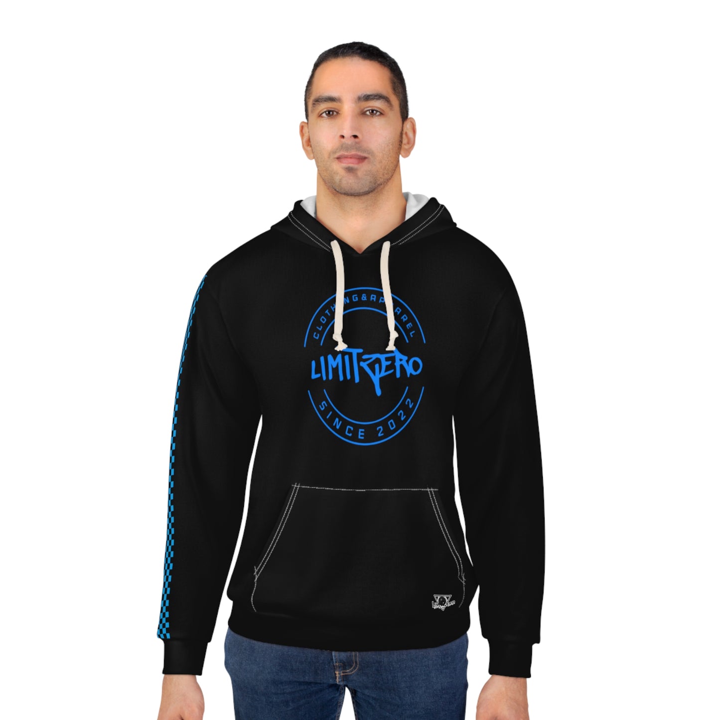 LimitZero Blue Checkered Unisex Pullover Hoodie