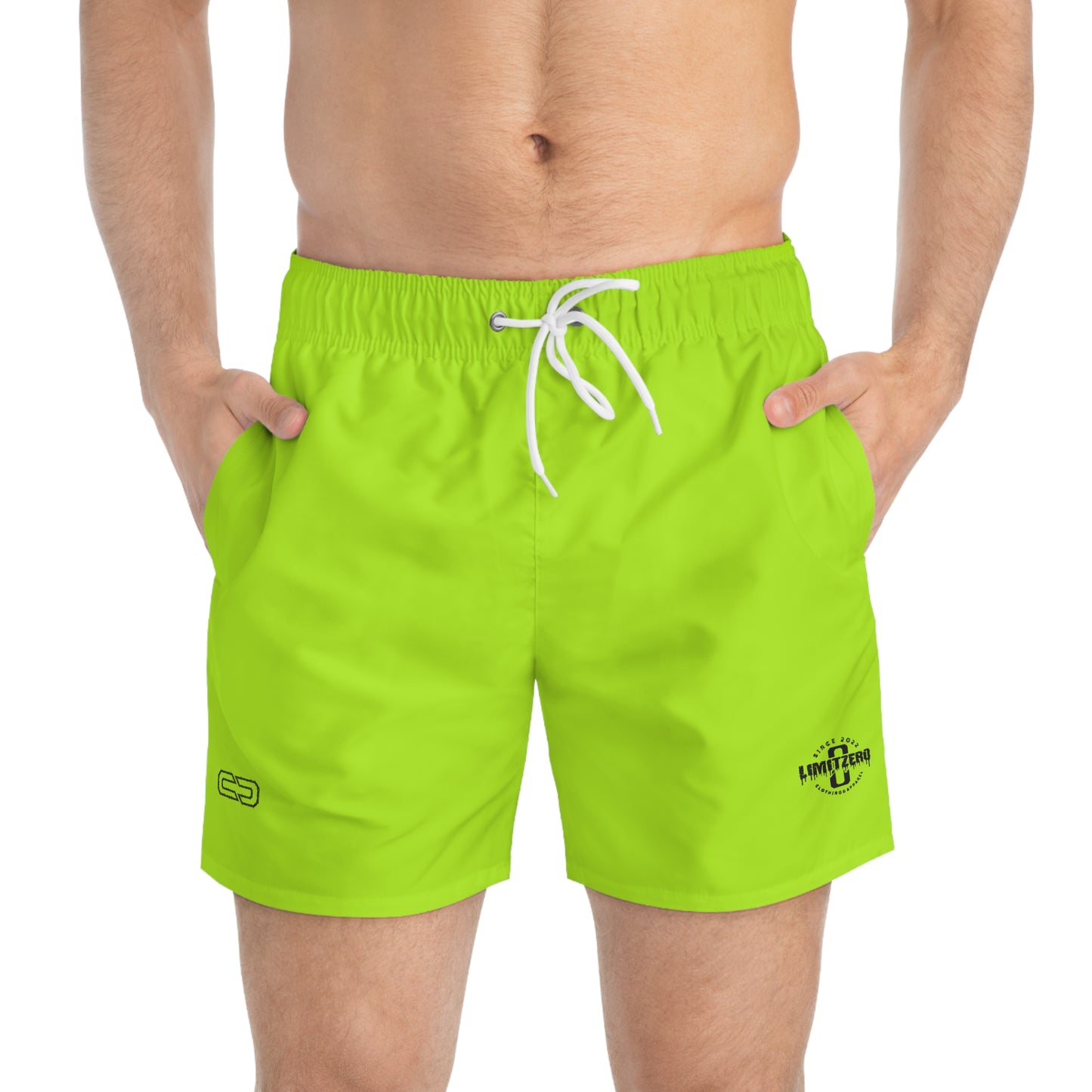 LimitZero Lime Surf Shorts with Grey Graffiti Pockets