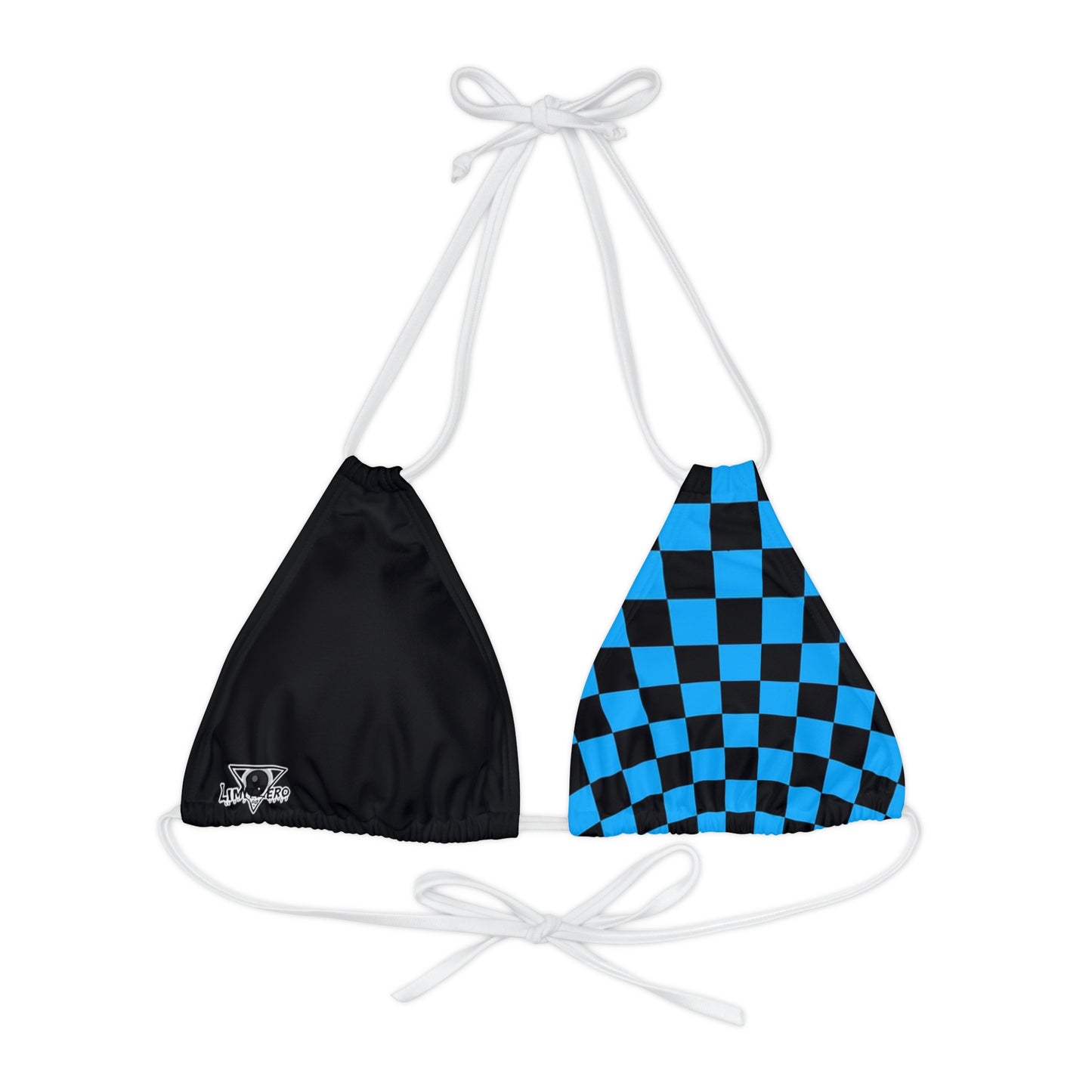 LimitZero Blue Half Checkered V2 Strappy Triangle Bikini Top