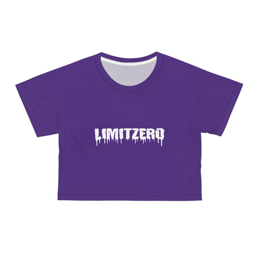 LimitZero Women`s Purple Plain New Era Front Drip Logo Crop Tee (DTG)