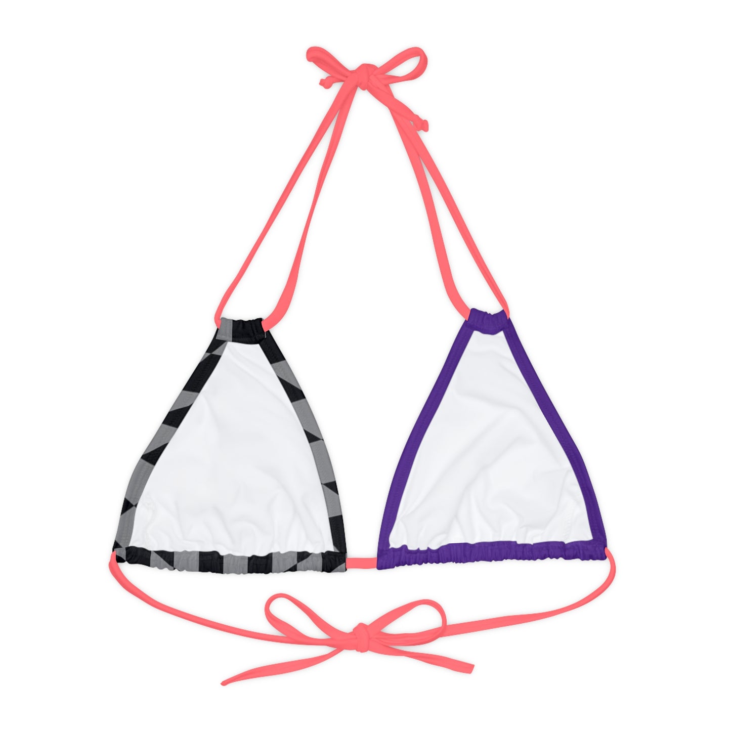 LimitZero Half Checkered Purple Strappy Triangle Bikini Top