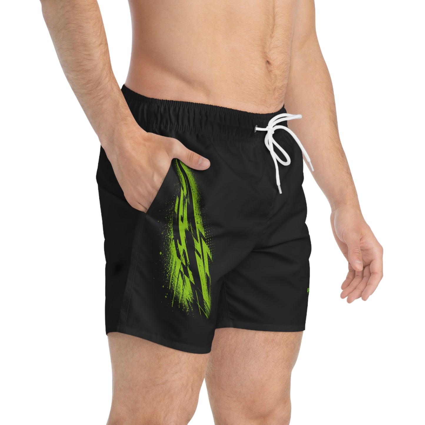 LimitZero Green-Logo RS Surf Shorts with Green Graffiti Pockets