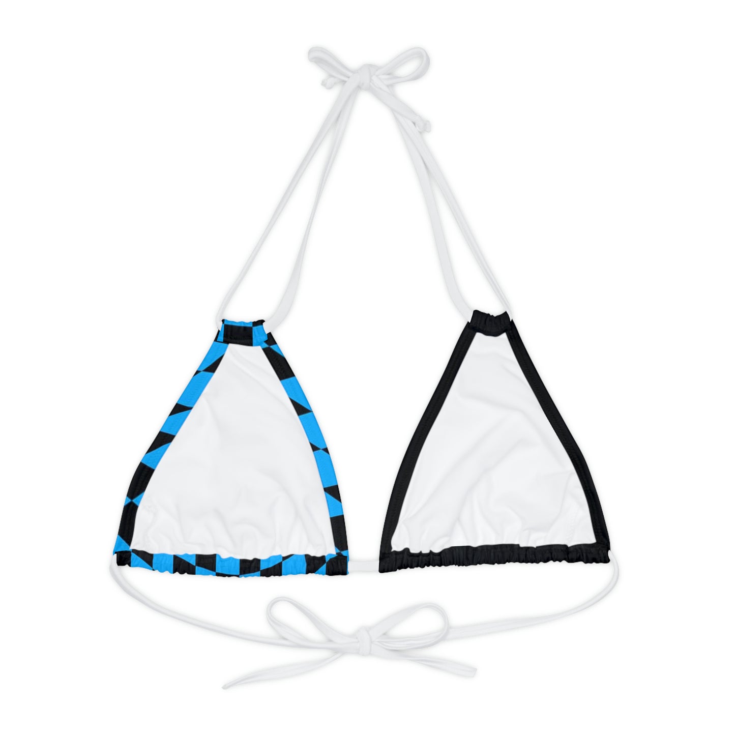 LimitZero Blue Half Checkered Strappy Triangle Bikini Top