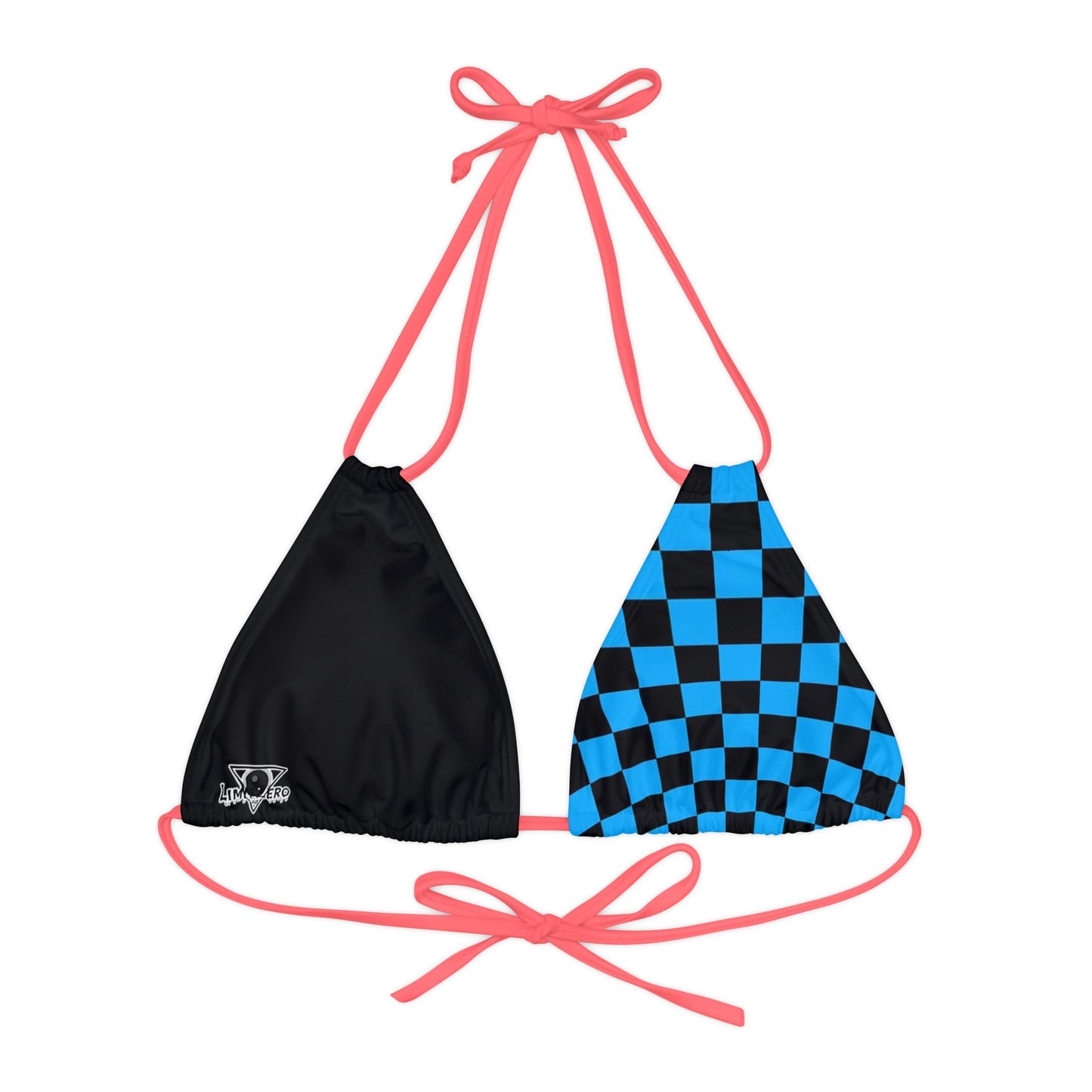 LimitZero Blue Half Checkered V2 Strappy Triangle Bikini Top