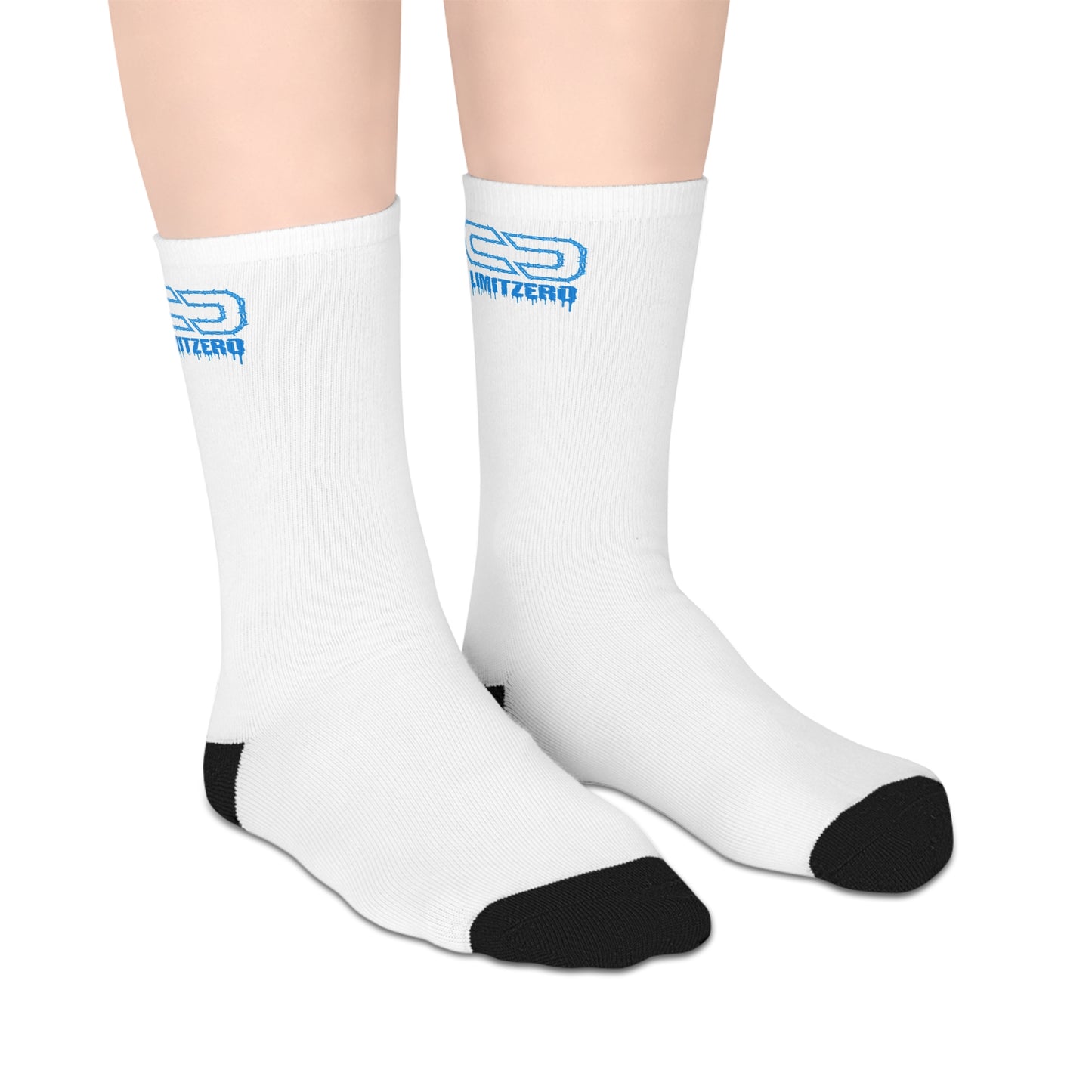 LimitZero White/Blue Athletic Mid-Calf Sport Crew Socks