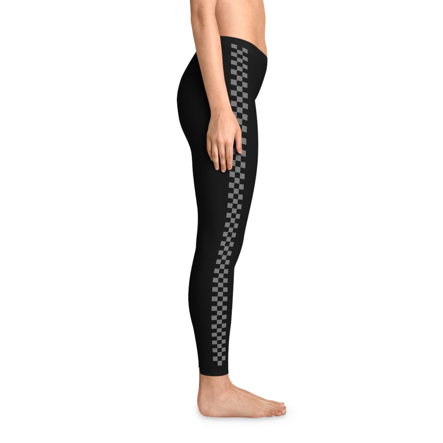 LimitZero Stretchy Grey Checkered Mid-Waist Leggings