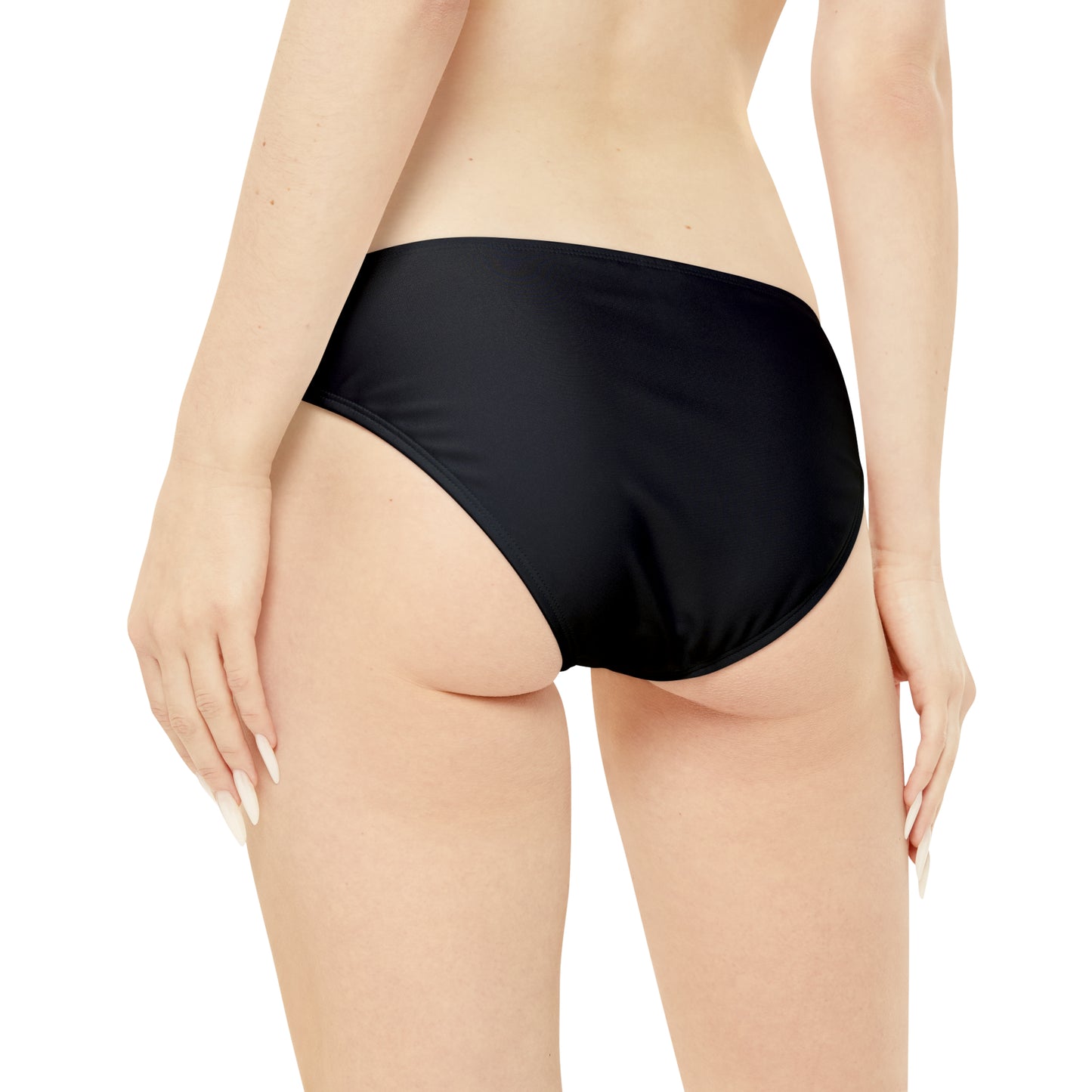 LimitZero Black Plain Loop Tie Side Bikini Bottom (AOP)