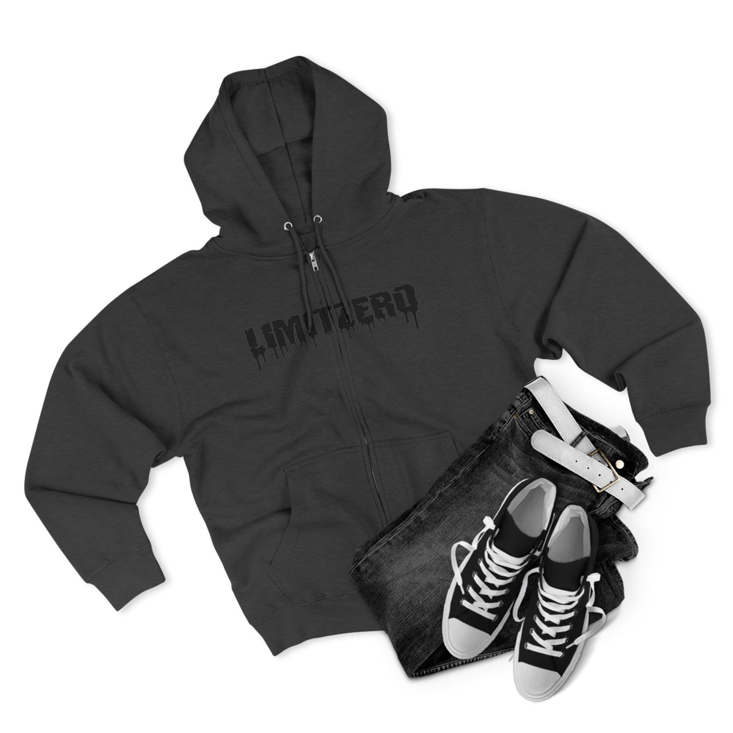 LimitZero New Era Drip Black Logo Unisex Zip Hoodie (DTG)