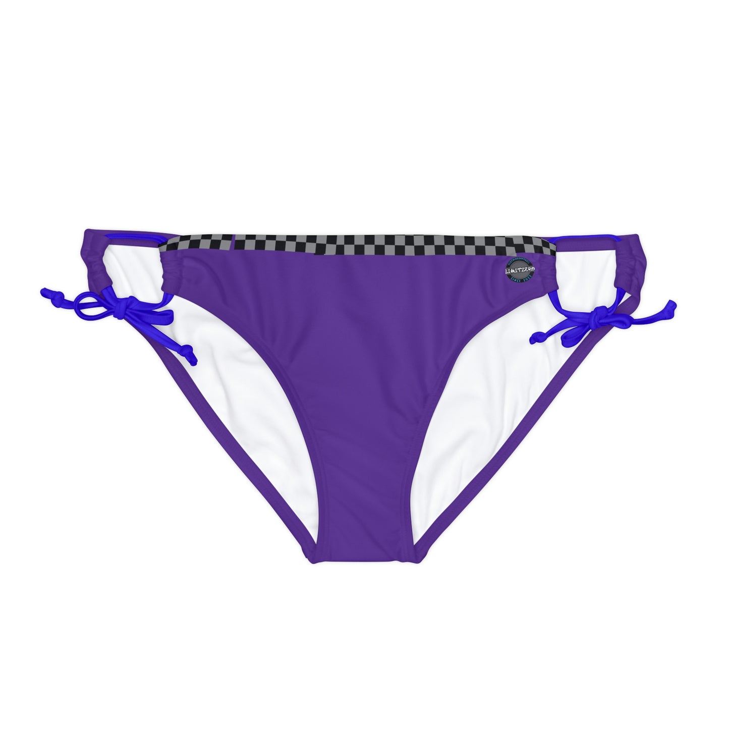 LimitZero Purple Checkered Loop Tie Side Bikini Bottom