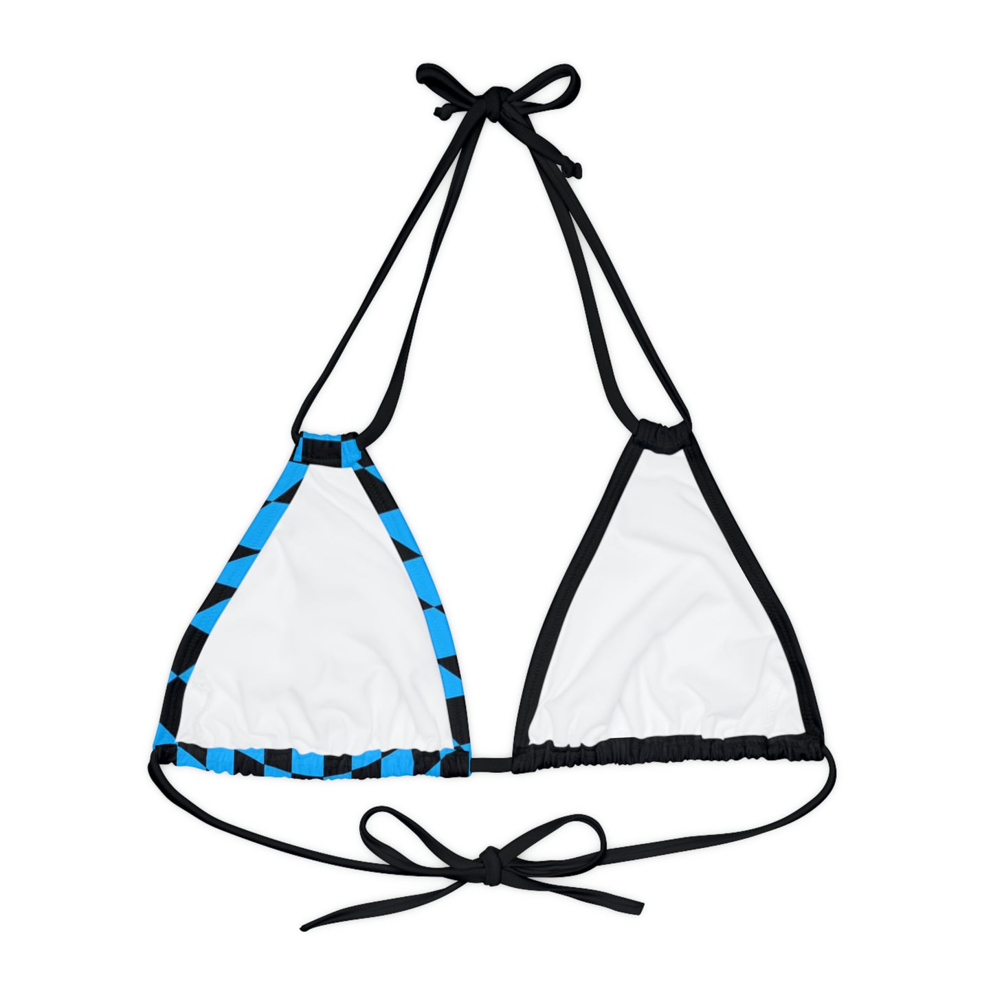 LimitZero Blue Half Checkered Strappy Triangle Bikini Top